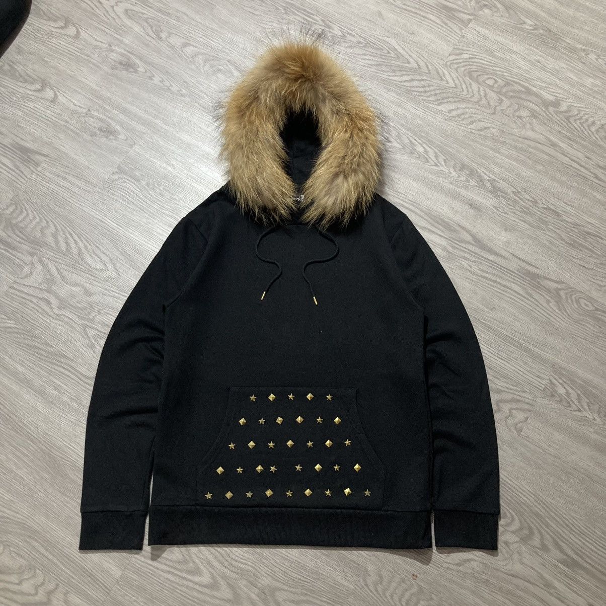 Japanese Brand 2000s CavariA Studed Gothic Punk Style Fur Hoodie Black Size US M / EU 48-50 / 2 - 1 Thumbnail