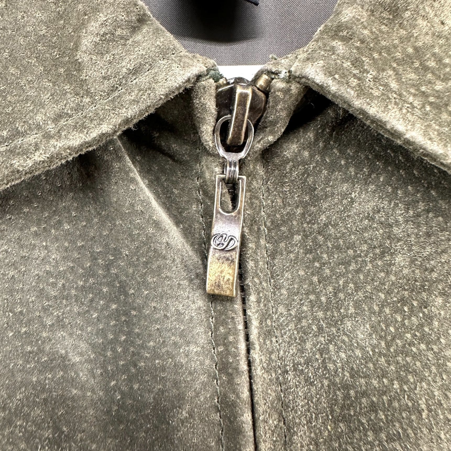 Olive VINTAGE Live a Little Jacket Women L Green Suede Leather Ribbed Knit 90s Size L / US 10 / IT 46 - 5 Thumbnail