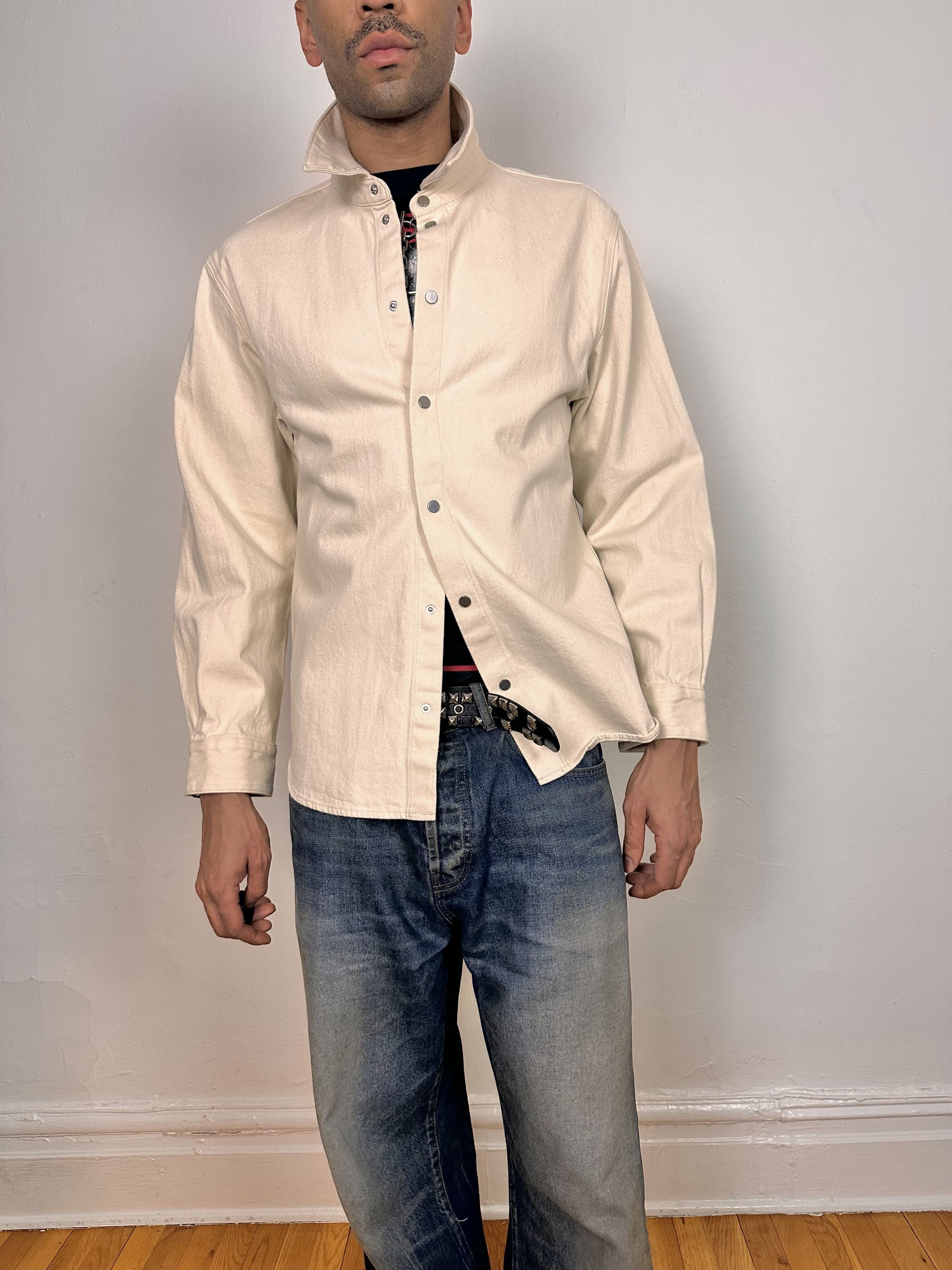 Helmut Lang New Helmut Lang Creme Denim Shirt - Large Size US L / EU 52-54 / 3 - 2 Thumbnail