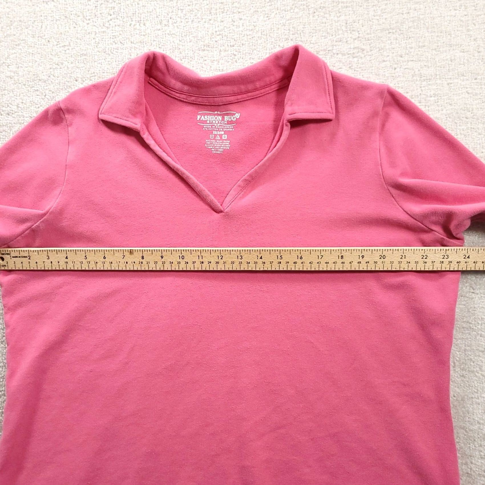 Vintage Fashion Bug Polo Shirt 3/4 Sleeve V-Neck Pink 22/24W Women Casual Shirt Size 3XL / US 20-22 - 3 Thumbnail