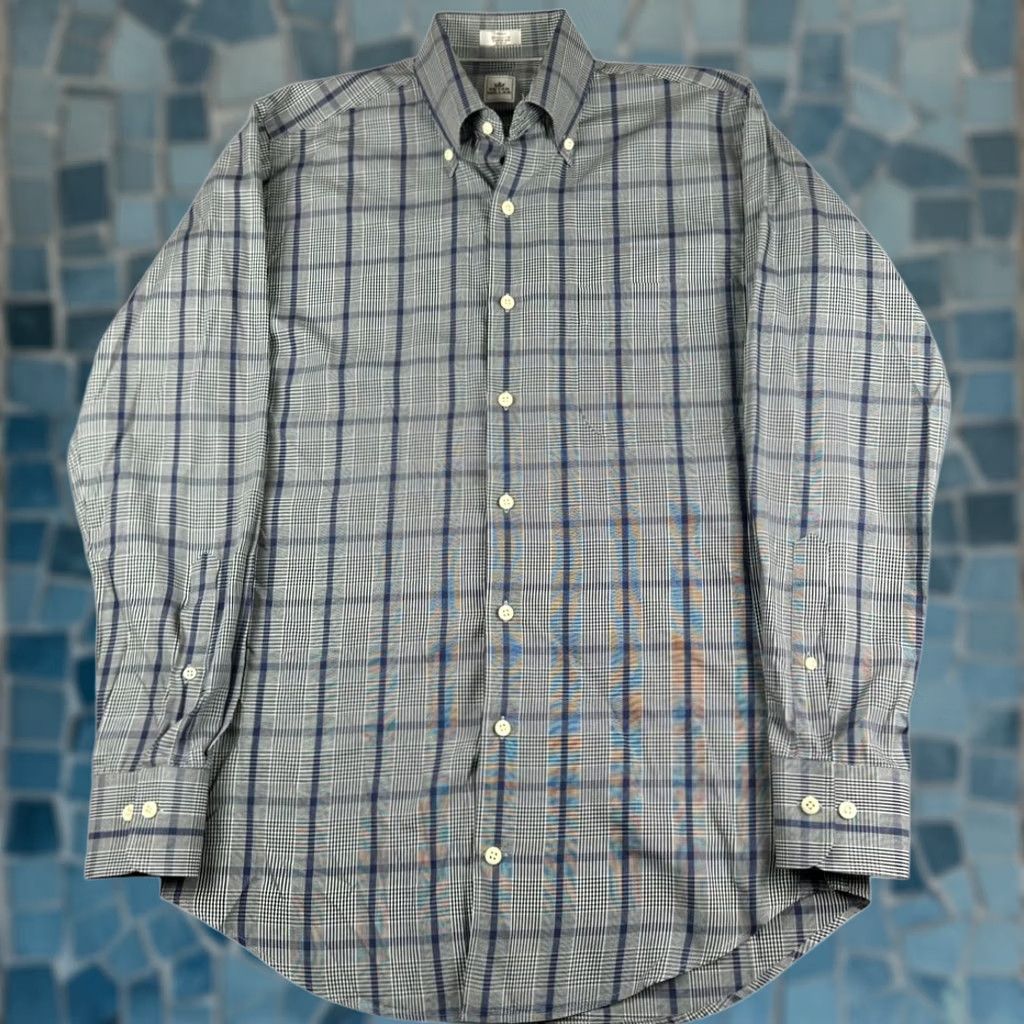 Peter Millar Peter Millar Shirt Mens Small Button Down Preppy Gingham Long Sleeve Blue 100% Cotton Dress Shirt Size US S / EU 44-46 / 1 - 1 Thumbnail
