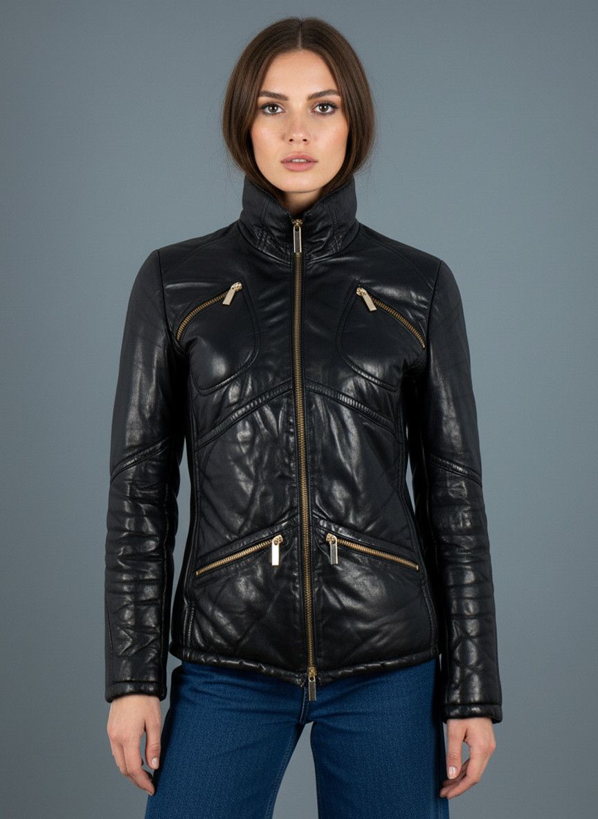 Other Y2K Italian leather down jacket Sergio Grazzini puffer Size S / US 4 / IT 40 - 2 Thumbnail