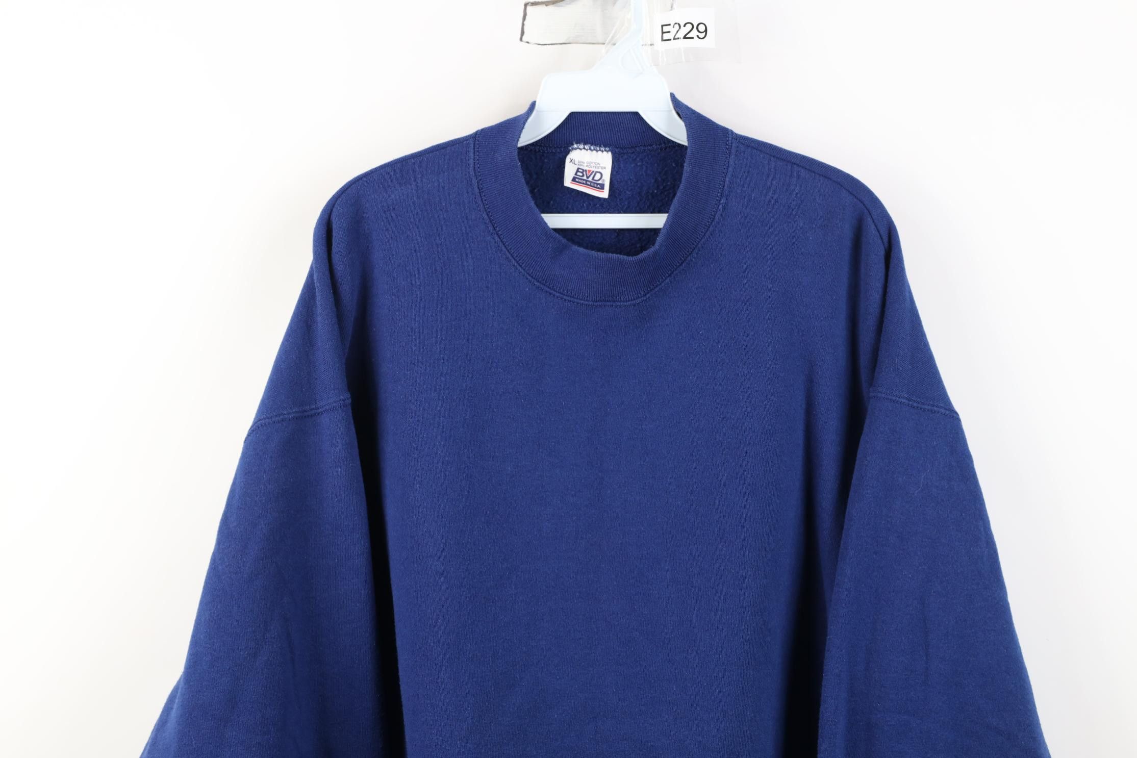Vintage Vintage 90s Streetwear Blank Heavyweight Sweatshirt Blue USA Size US XL / EU 56 / 4 - 2 Thumbnail