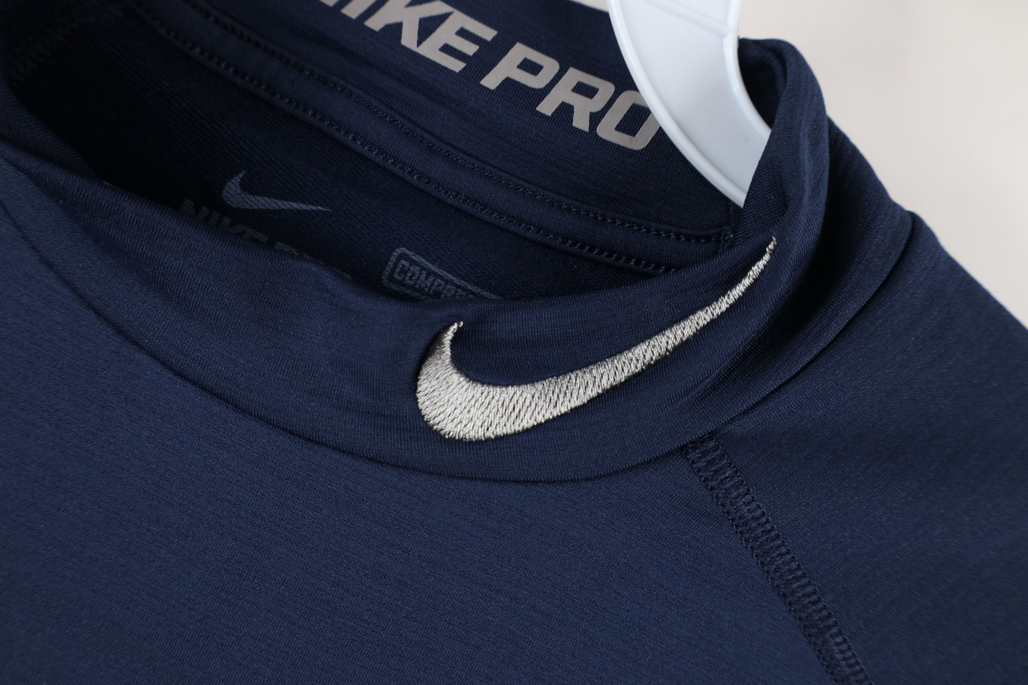 Nike × Vintage Nike Pro Fitted Compression Mock Neck Training T-Shirt Blue Size US M / EU 48-50 / 2 - 4 Thumbnail
