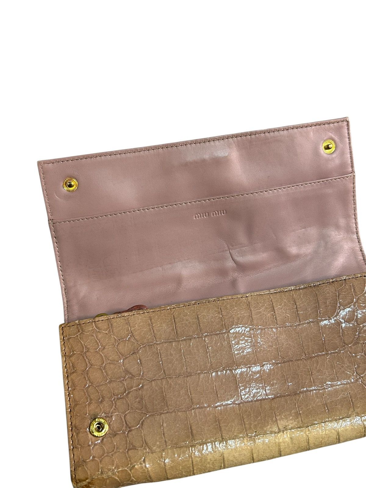 Miu Miu Miu Miu Croc Embossed Patent Leather Flap Continental Wallet Size ONE SIZE - 10 Thumbnail