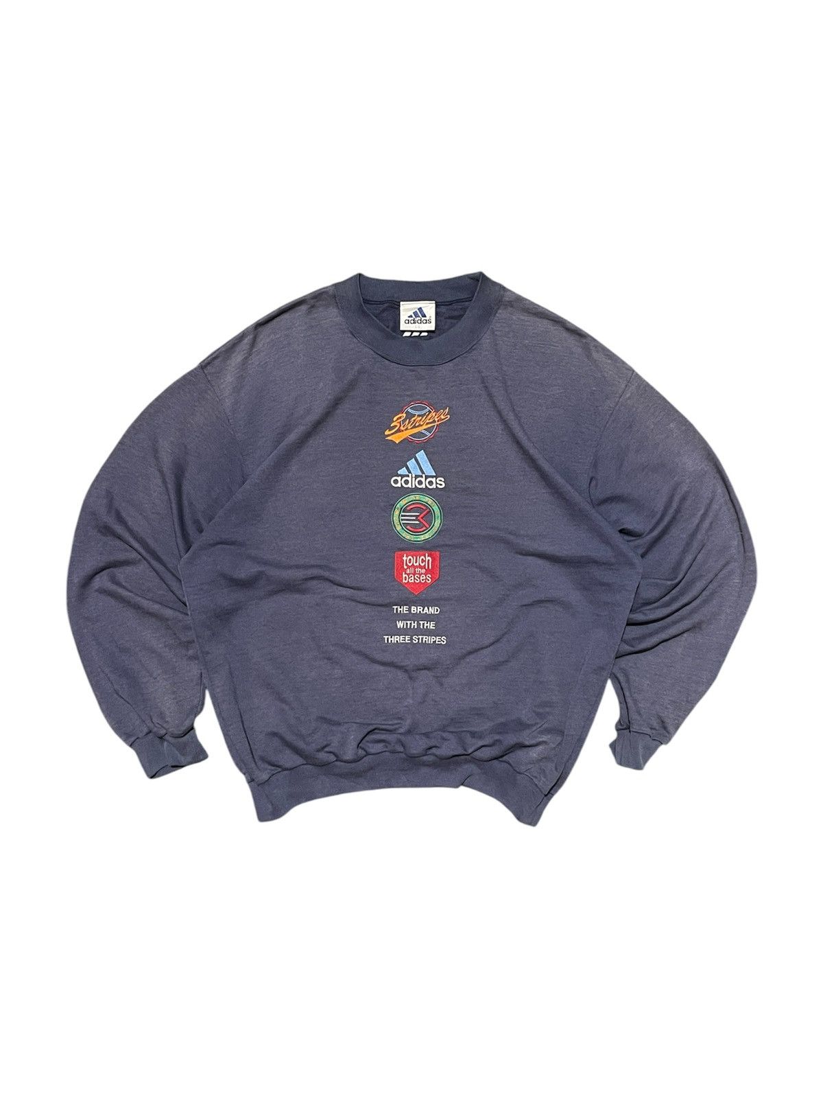 Adidas × Descente × Vintage Sunfaded Adidas Three Stripe Vintage MLB Crewneck Size US XL / EU 56 / 4 - 1 Thumbnail