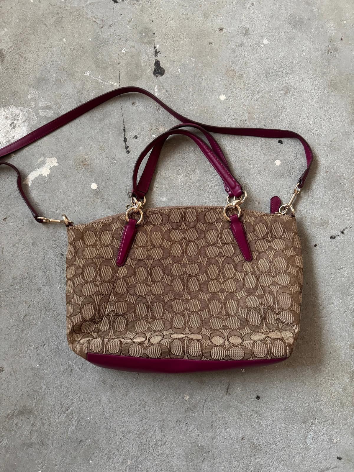 Coach Coach Signature Kelsey Hand Bag Beige/Purple Size ONE SIZE - 4 Thumbnail
