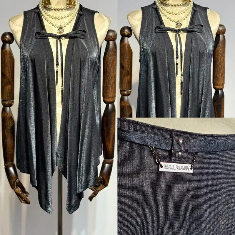 Balmain Balmain Black Sleeveless Summer Top for Women 0089 Size S / US 4 / IT 40 - 1 Thumbnail