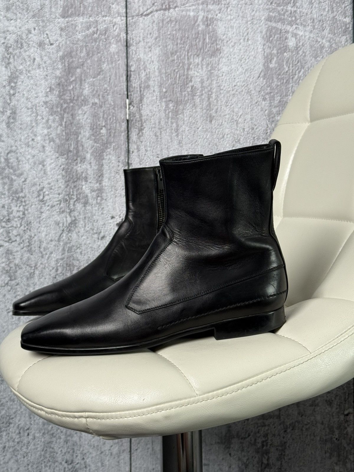 Dior × Hedi Slimane Dior Homme AW 2007 HEDI SLIMANE Era Zip-Up Leather Boots Size US 8.5 / EU 41-42 - 2 Thumbnail