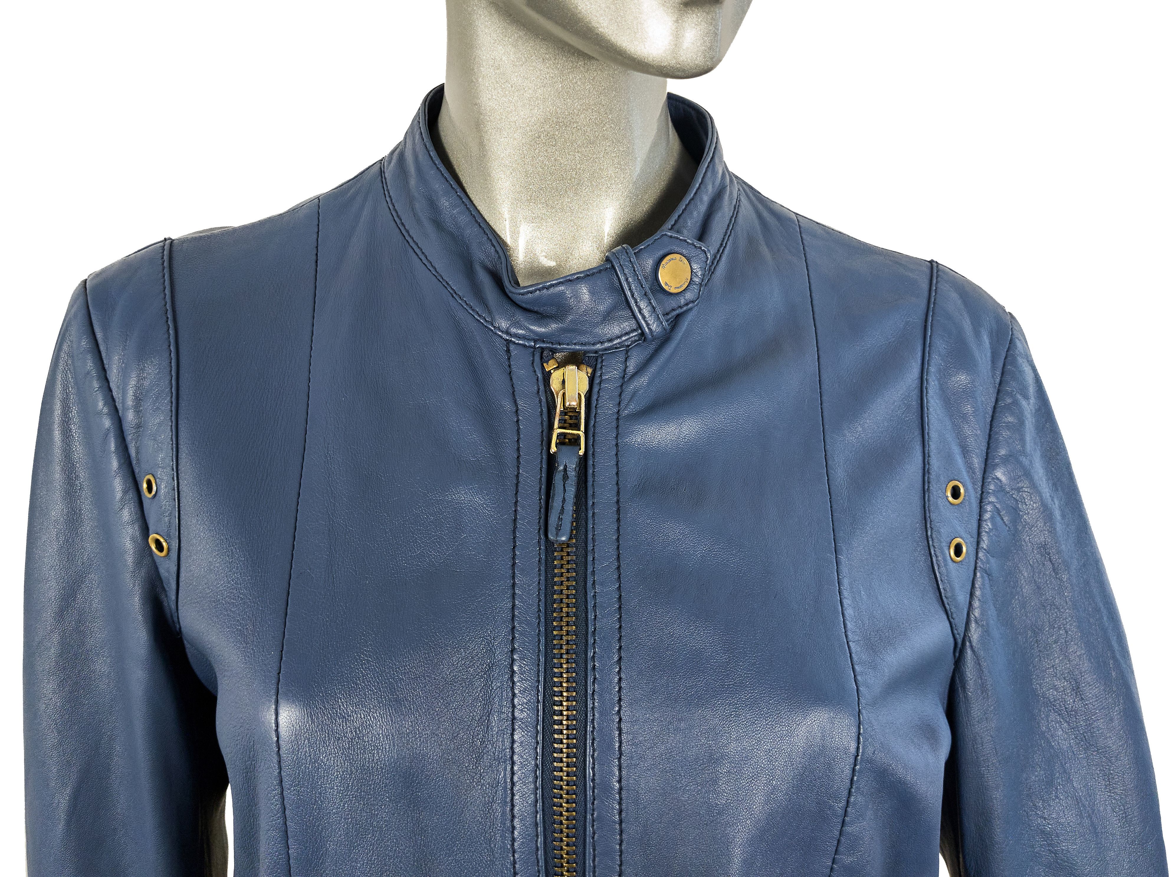 Massimo Dutti Massimo Dutti women's blue leather jacket Size L / US 10 / IT 46 - 8 Thumbnail