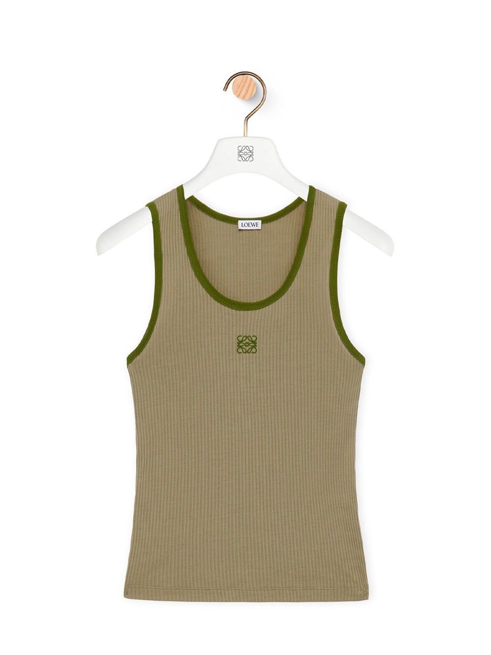 image of Loewe Ribbed Silk Tank Top in Green, Women's (Size XS)