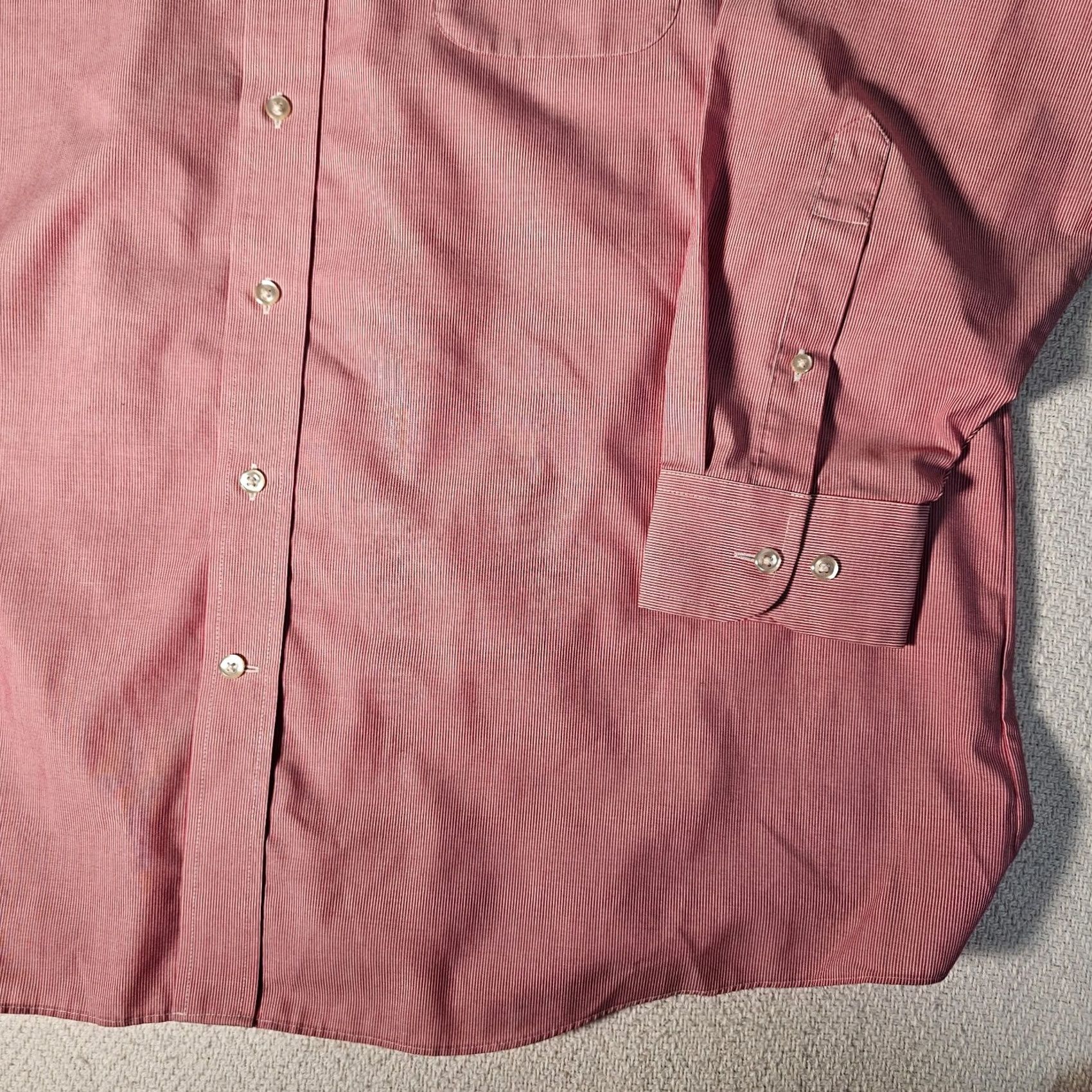 Stafford Stafford The Super Shirt Mens Dress Shirt Long Sleeve 17.5 34 35 Red Striped Classic Fit Size US XXL / EU 58 / 5 - 2 Thumbnail