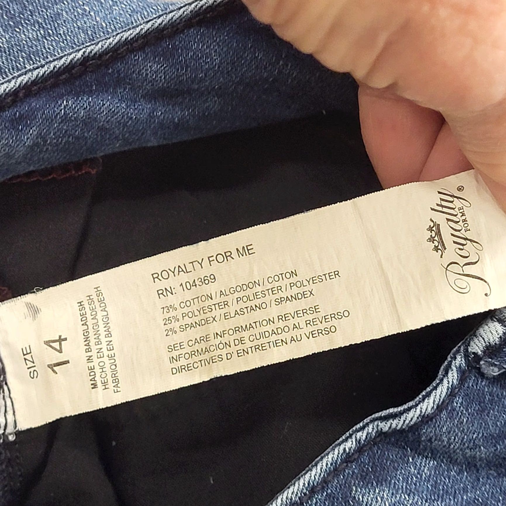 Vintage Royalty For Me Jeans Women’s Slim Stretch Skinny High Rise Distressed 14 Blue Denim Classic 5-Pocket Women Royalty For Me Jeans for Women Size 36" / US 14 / IT 50 - 2 Thumbnail