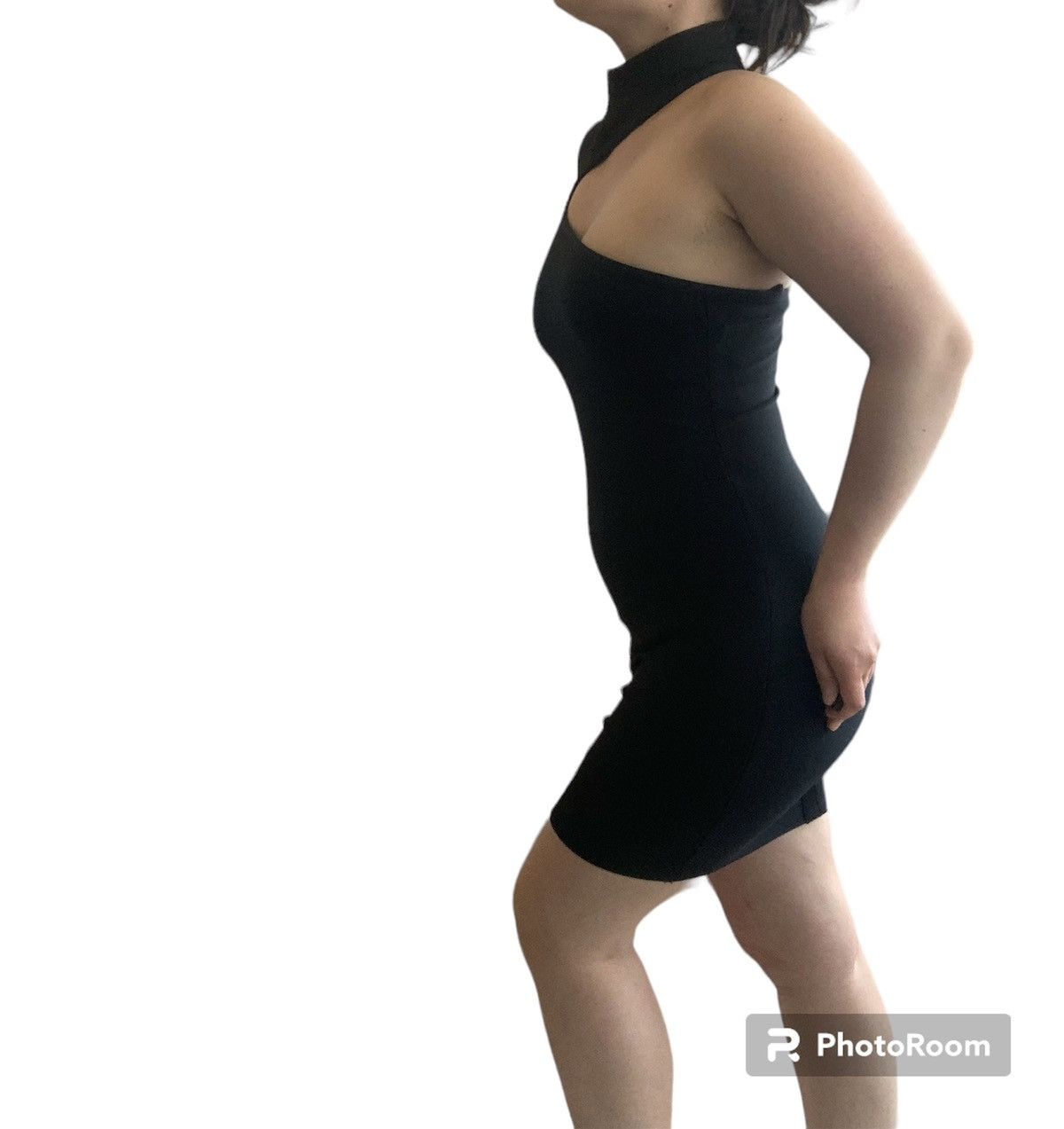 Designer NEW One Shoulder Midi Asymmetrical Dress in Black Size M / US 6-8 / IT 42-44 - 14 Thumbnail