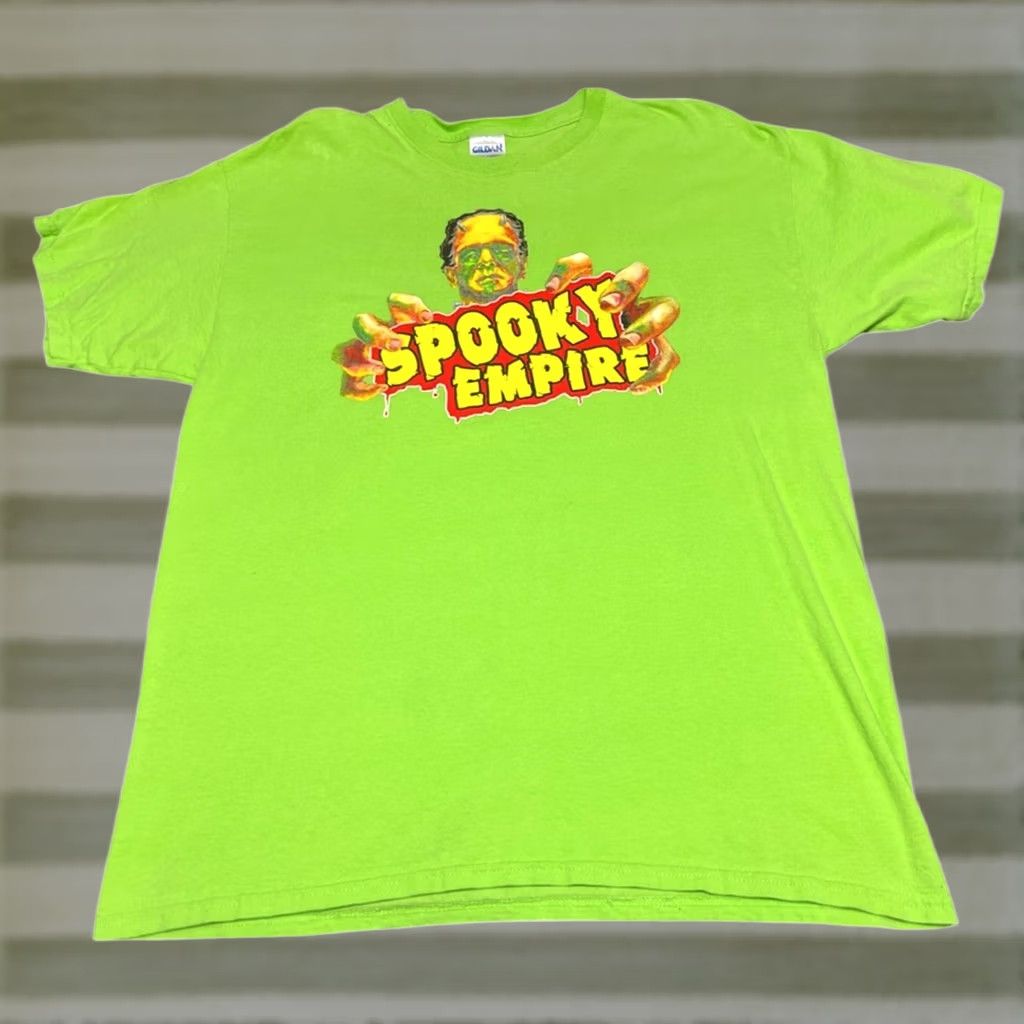 Gildan VINTAGE Horror Convention T-shirt Tee Spooky Empire Frankenstein SIZE LARGE LIME Shirt Mens Size US L / EU 52-54 / 3 - 1 Thumbnail
