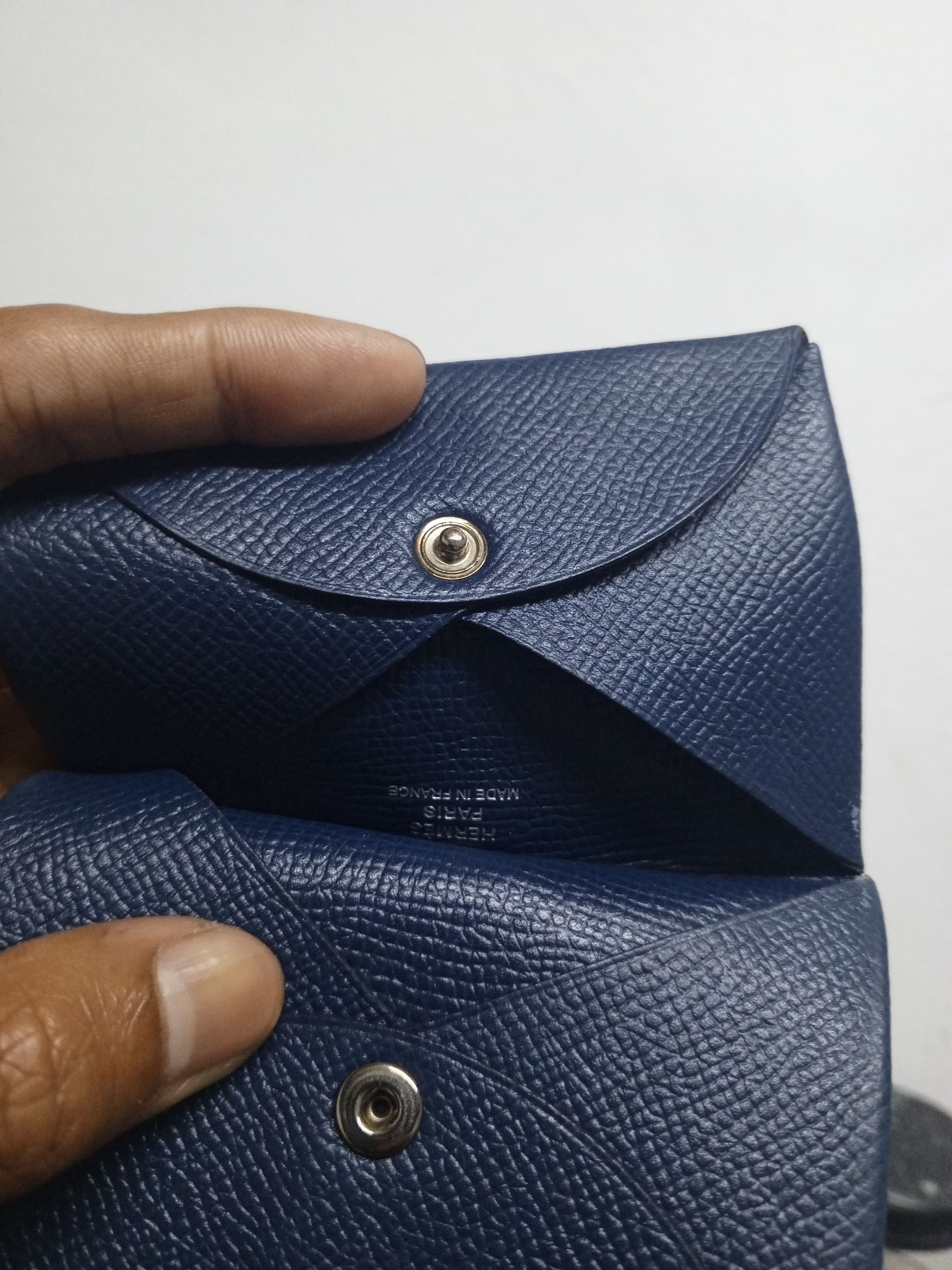 Hermes 🔥HERMES🔥CALVI LEATHER CARD WALLET NAVY BLUE Size ONE SIZE - 13 Thumbnail