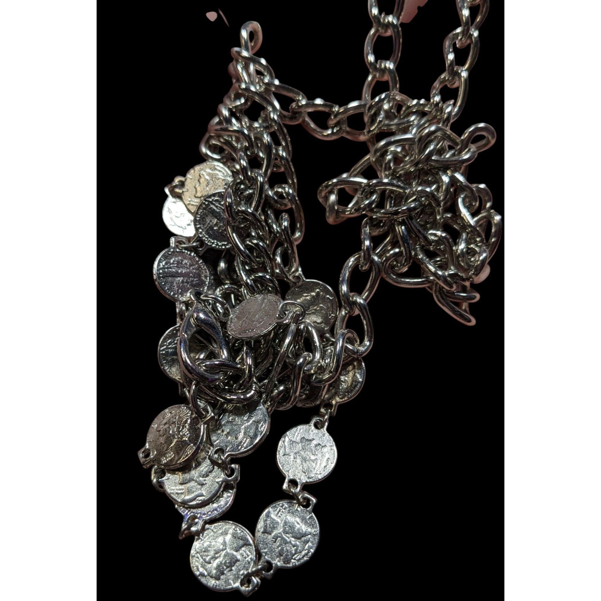 Other Vintage Replica Mercury Dime Charm And Chain Adjustable Belt Size ONE SIZE - 2 Thumbnail