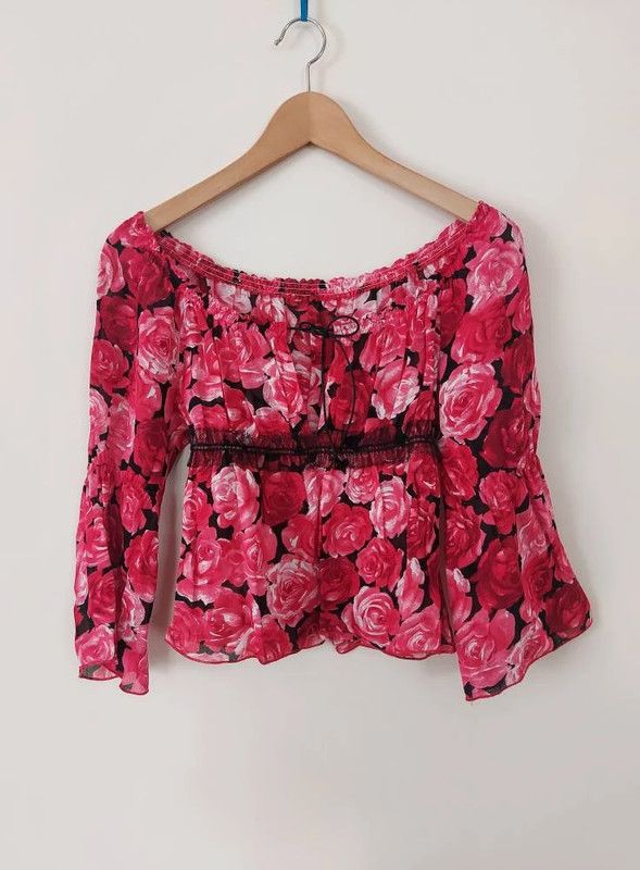 Vintage Maxima floral print off the shoulders blouse M Size M / US 6-8 / IT 42-44 - 4 Thumbnail