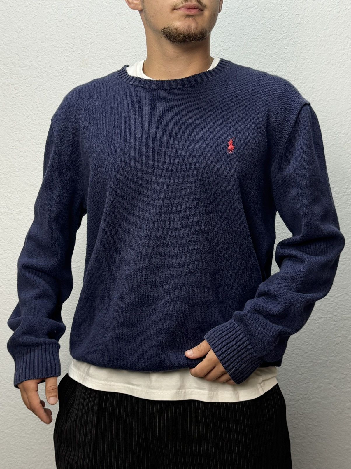 Polo Ralph Lauren Vintage Polo Ralph Lauren Sweater Navy Y2k Double RRL Sk8 Size US XL / EU 56 / 4 - 1 Thumbnail
