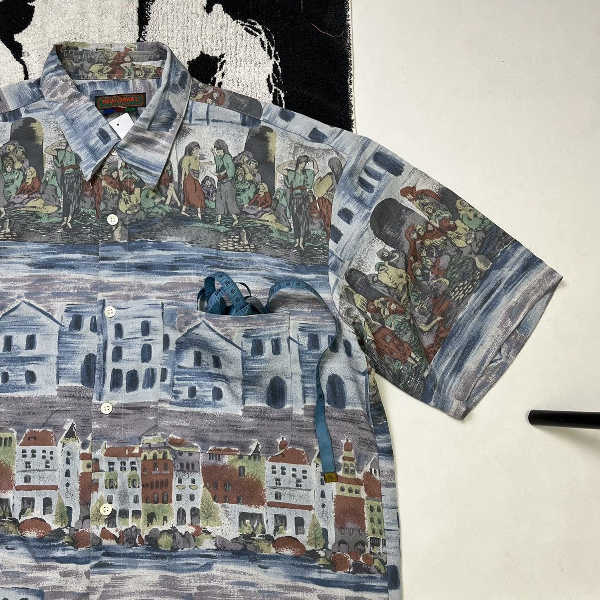 Vintage Newcomer's painting classic art pattern button shirt Size US L / EU 52-54 / 3 - 4 Thumbnail