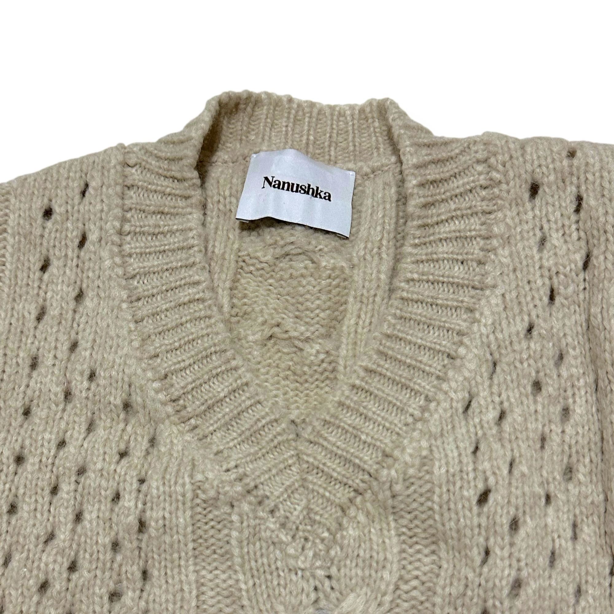 Nanushka Nanushka Arwan Alpaca Cable Knit Sweater L Beige Oversized Size L / US 10 / IT 46 - 6 Thumbnail