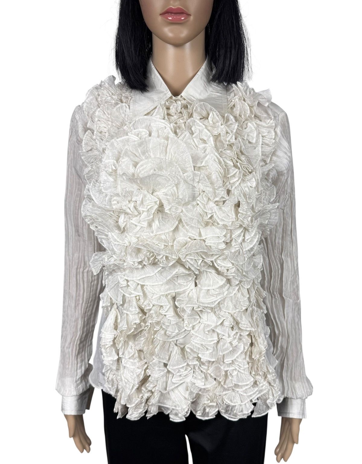 Manish Arora Manish Arora Silk Blouse Button Up Ruffle Pleated size L Size L / US 10 / IT 46 - 2 Thumbnail
