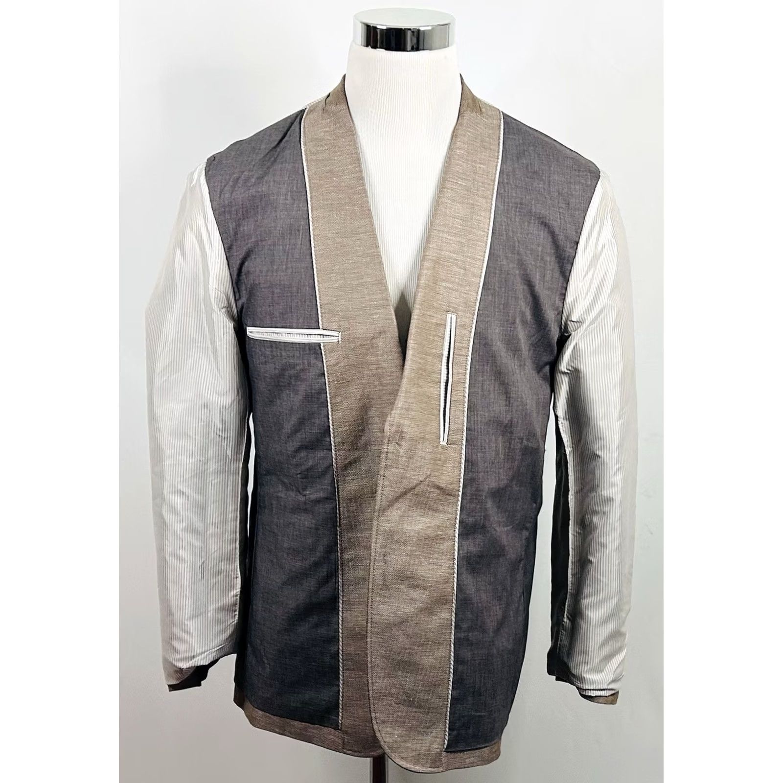 Joseph Abboud NWT Joseph Abboud Sport Coat Linen Blend Beige Herringbone Two Button Large Regular Mens Jacket Size US XS / EU 42 / 0 - 7 Thumbnail