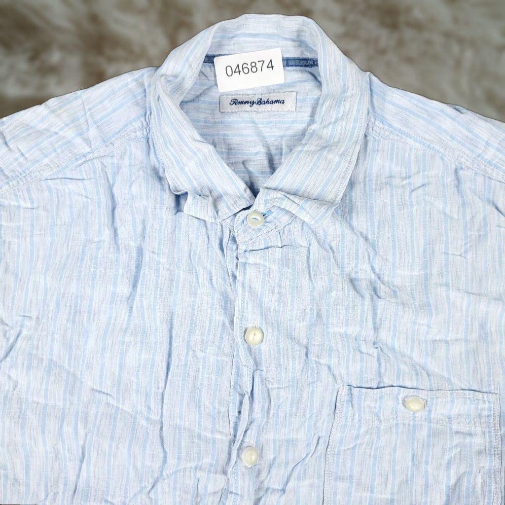 Tommy Bahama Tommy Bahama Hawaiian Shirt Mens XL Blue Linen Button-Up Short Sleeve Tropical Size US XL / EU 56 / 4 - 1 Thumbnail