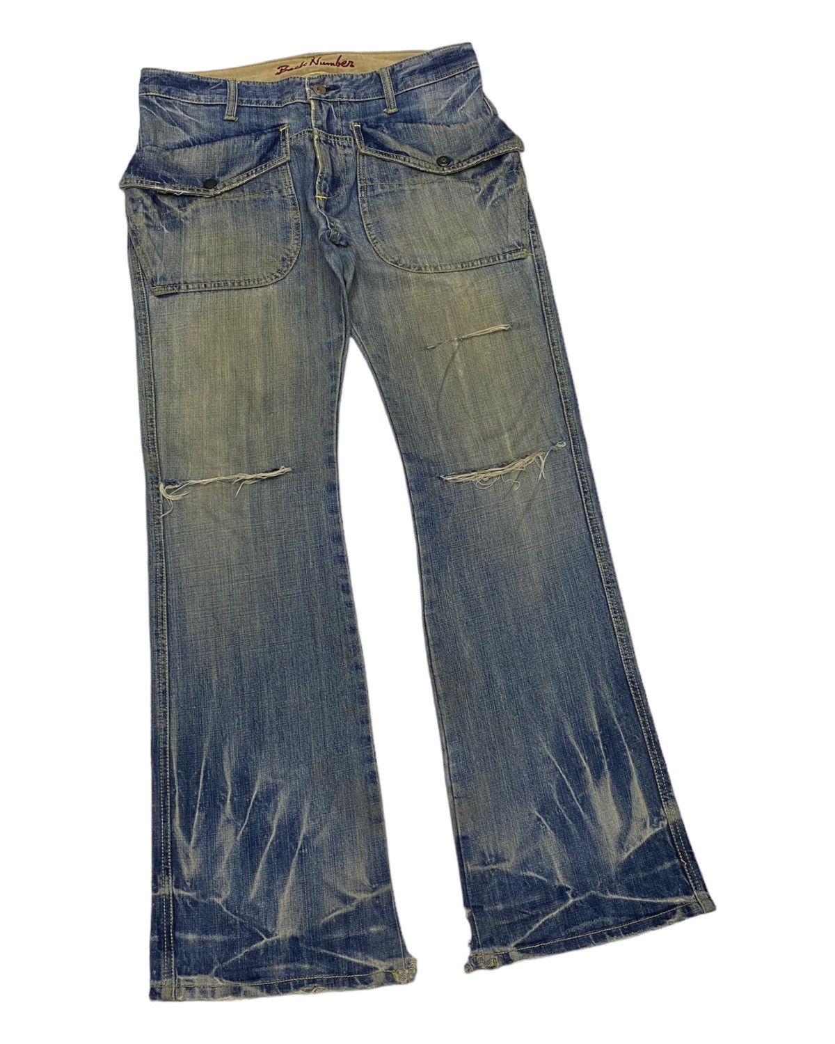 Hysteric Glamour FLARED🔥HYSTERIC OG STYLE BACK NUMBER DISTRESSED DENIM JEANS Size US 32 / EU 48 - 2 Thumbnail