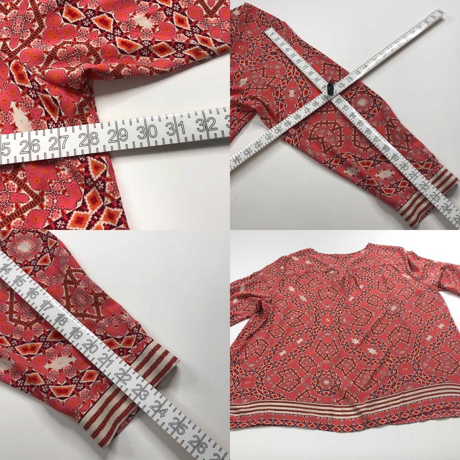 Talbots Talbots Plus 3X All Over Print Polyester Button Long Sleeve Shirt Orange Pink Womens Blouse Geometric Round Neck Casual Size XXL / US 16-18 / IT 52-54 - 8 Thumbnail