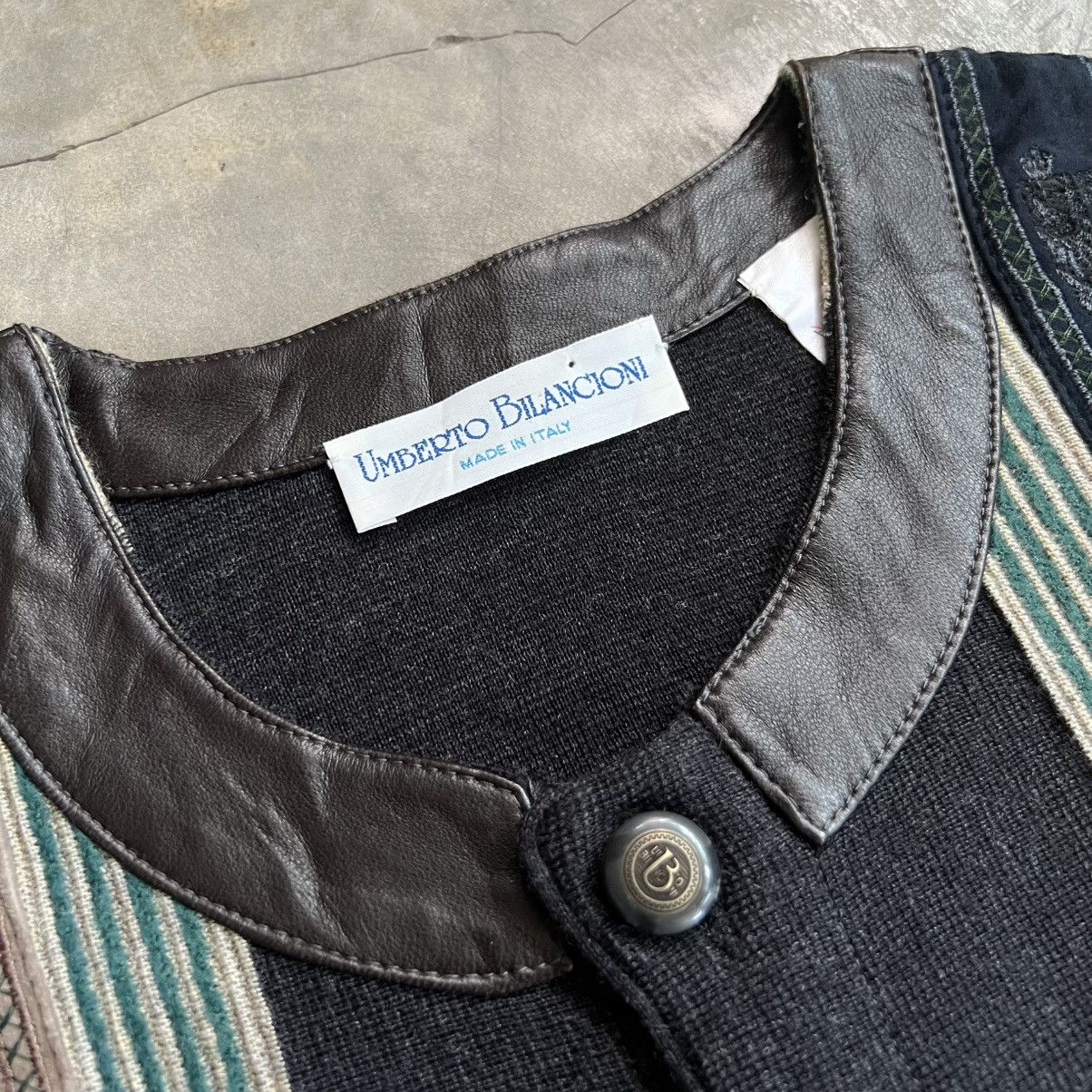 Coogi Vintage 1990s Umberto Bilancioni Vest Leather Round Knitwear Size US M / EU 48-50 / 2 - 6 Thumbnail