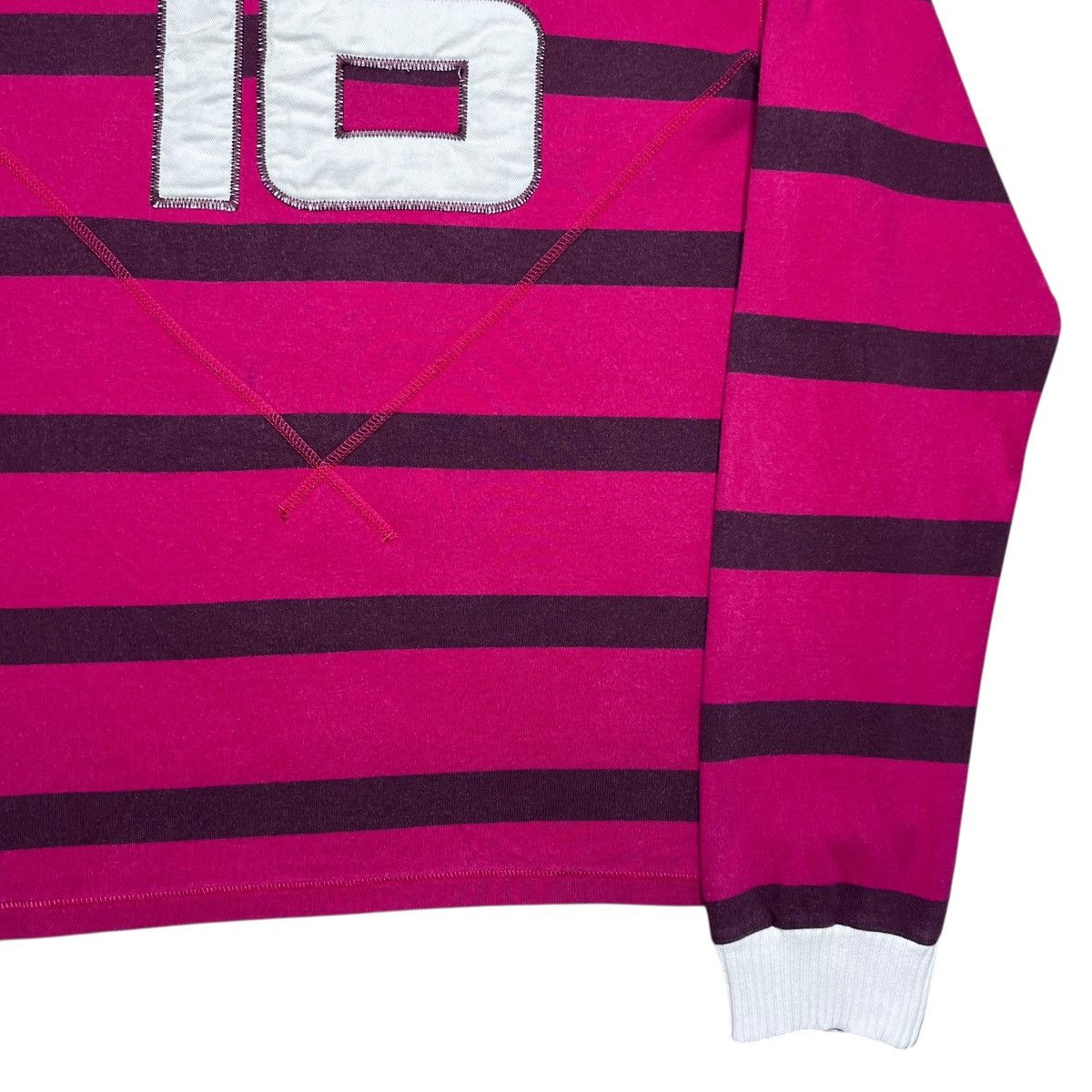 Adidas Vtg 2010 Adidas Striped Number 16 Rugby Long Sleeve Shirt Size US L / EU 52-54 / 3 - 21 Thumbnail