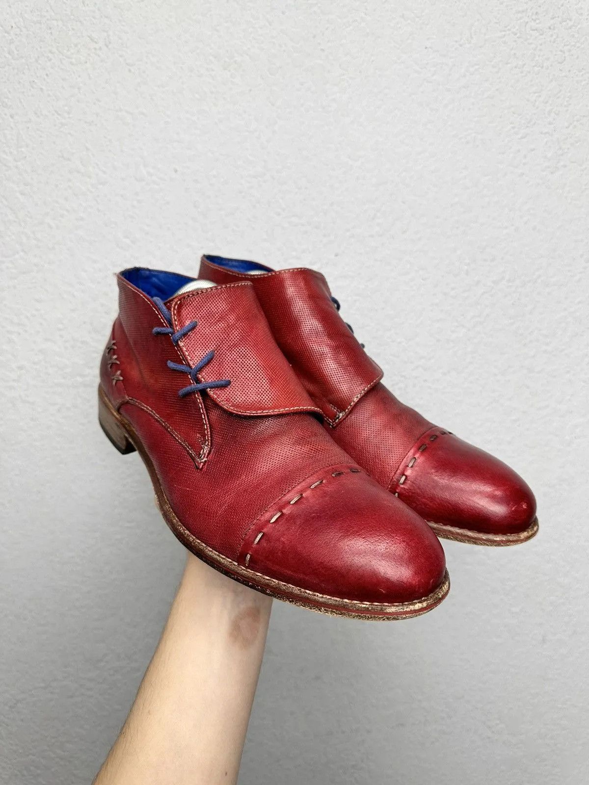 14th Addiction Rare red AS 98 leather lace-up shoes vintage detailed Size US 9 / EU 42 - 11 Thumbnail