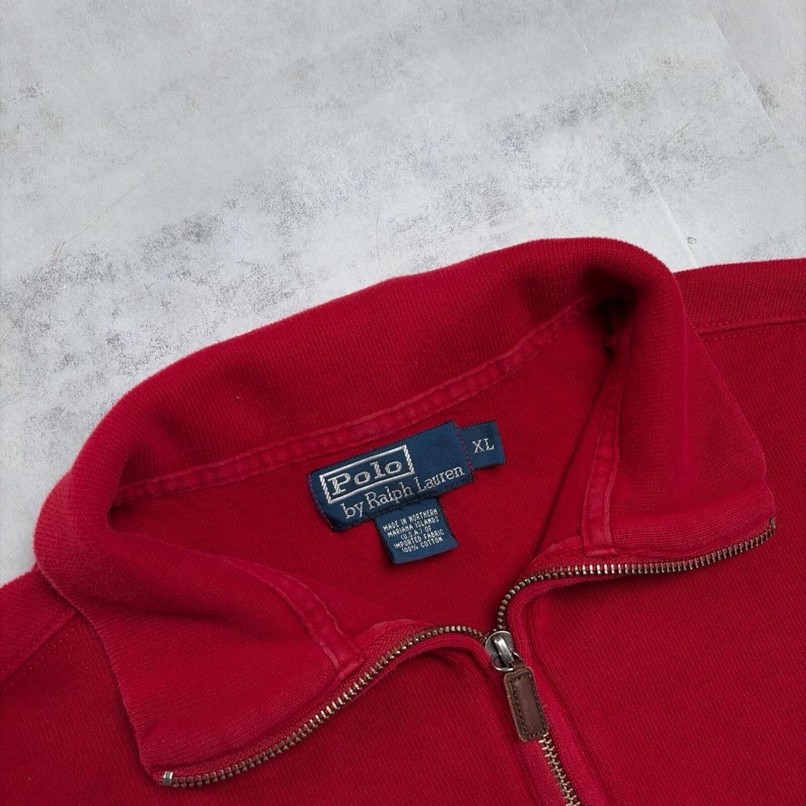 Polo Ralph Lauren Vintage 90’s Red Polo Ralph Lauren Quarter Zip Sweater Size US XL / EU 56 / 4 - 5 Thumbnail