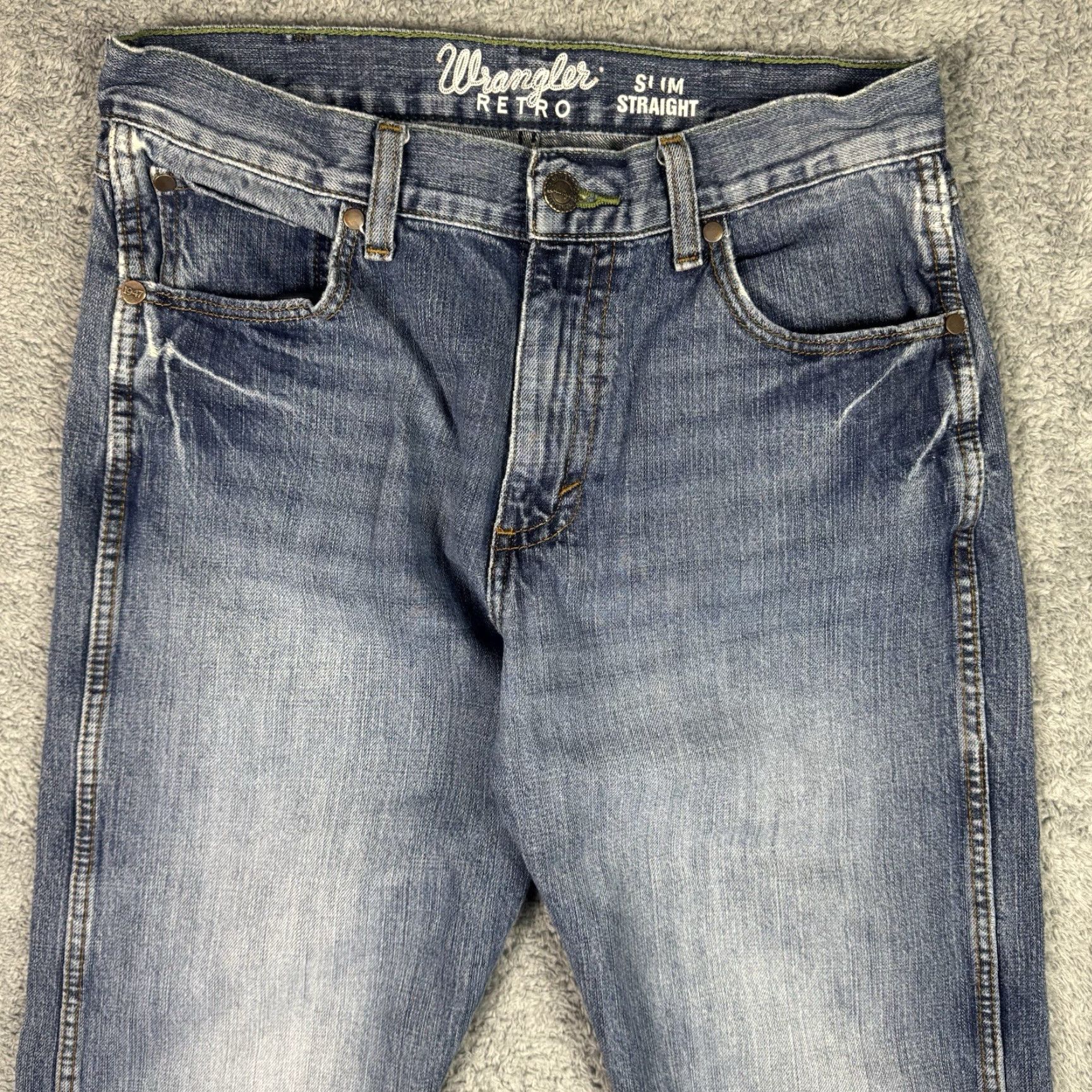 Wrangler Wrangler Retro Jeans Mens 30x34 Slim Straight Blue Denim Cowboy Western Whisker Denim Jeans Slim 5-Pocket Mens Wrangler Retro Jeans Size US 30 / EU 46 - 2 Thumbnail