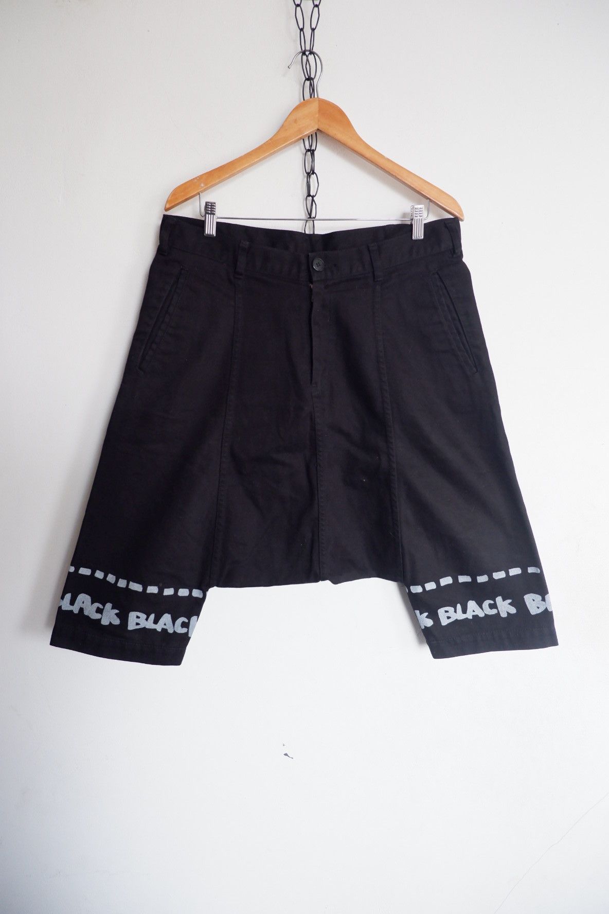 Comme des Garcons Black Shorts Stripe Half Pant Sarouel Polyester