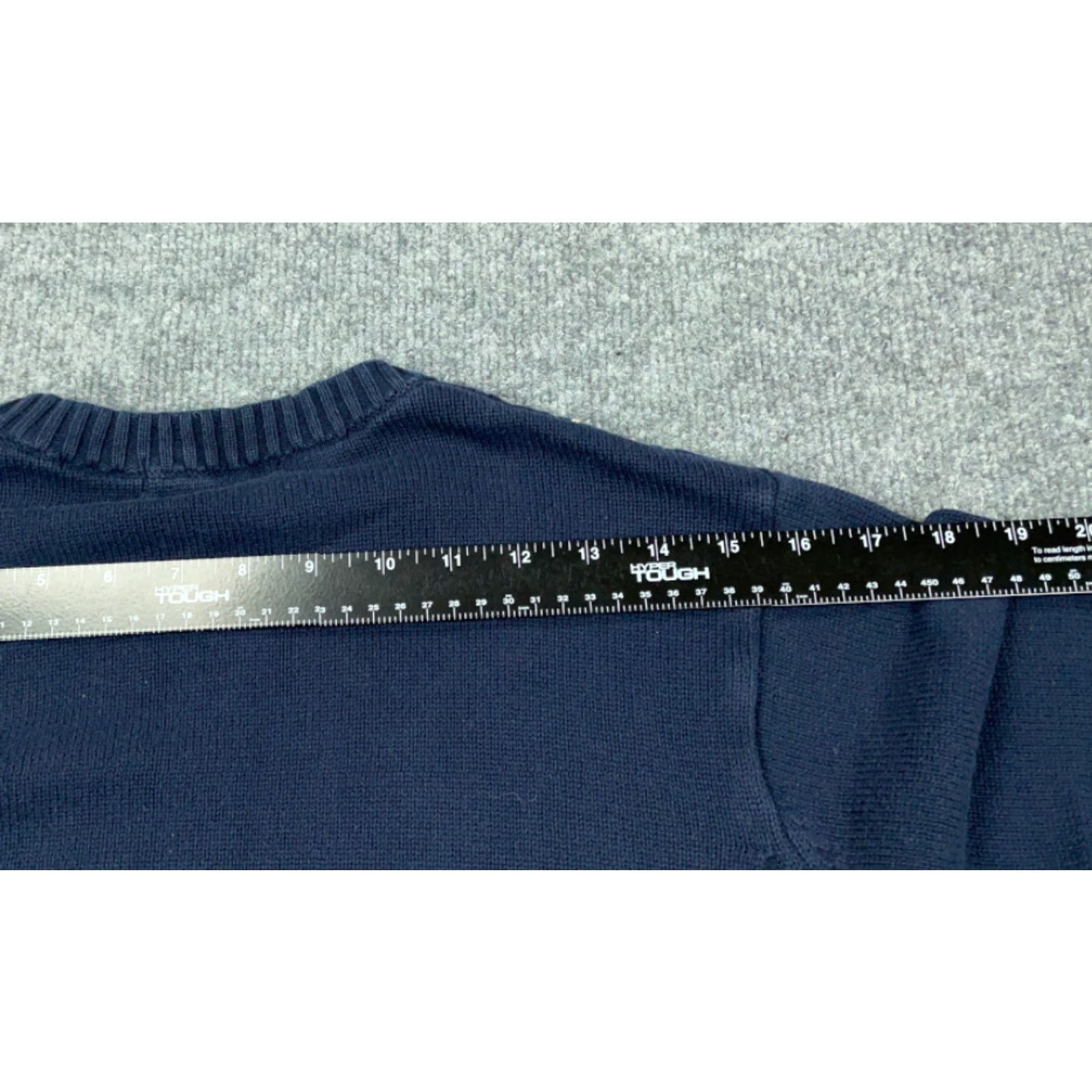 Basic Editions Dad Style Blue Textured Grid Check Pullover Sweater Adult Medium Knit Crew Neck Mens Casual Size US M / EU 48-50 / 2 - 6 Thumbnail
