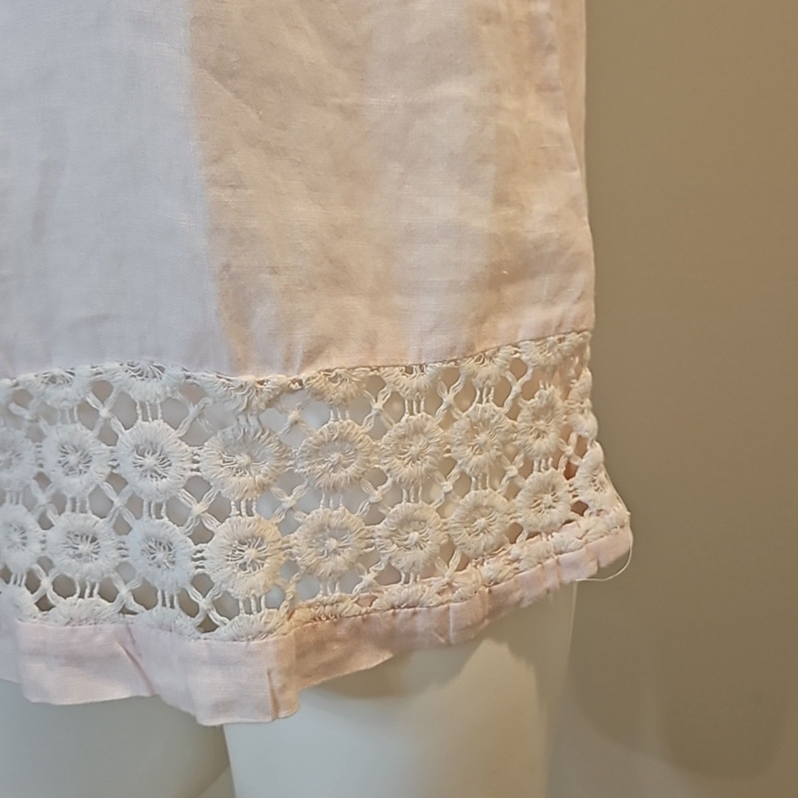 Other Cotton World Light Pink Linen Tank Top with Embroidery Size M / US 6-8 / IT 42-44 - 2 Thumbnail