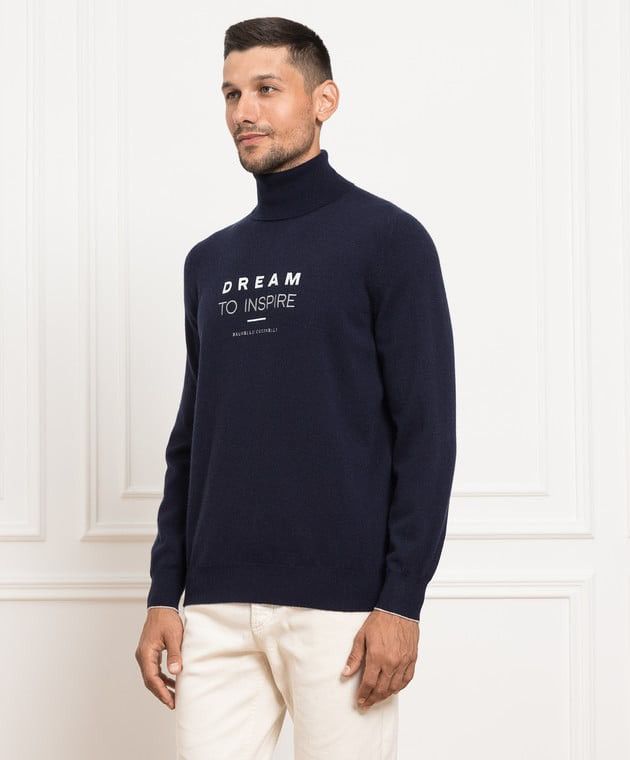 Brunello Cucinelli BRUNELLO CUCINELLI navy cashmere turtleneck sweater Size US M / EU 48-50 / 2 - 5 Thumbnail
