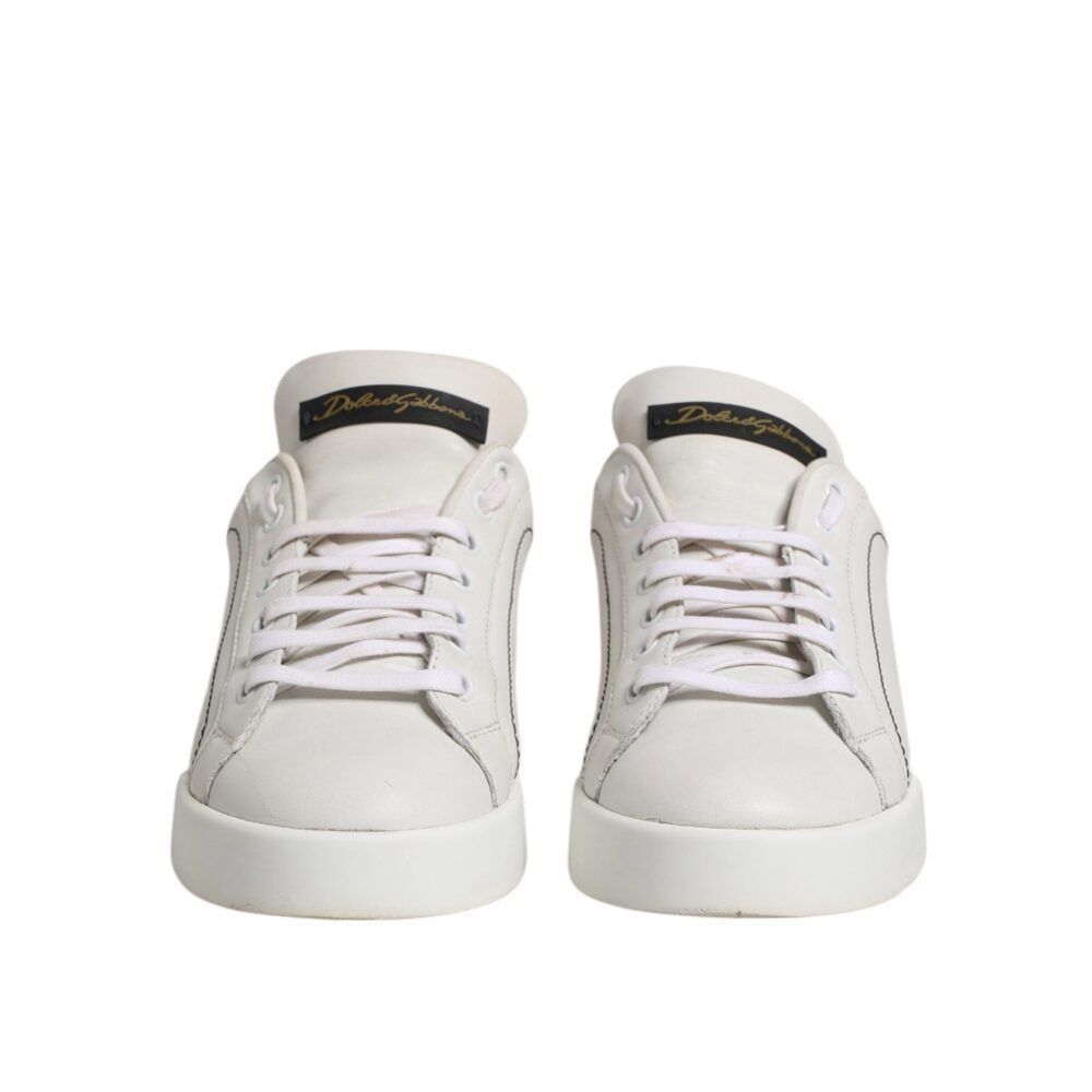 Dolce & Gabbana Dolce & Gabbana White Gold Leather Low Top Sneakers Shoes Size US 9 / IT 39 - 2 Thumbnail