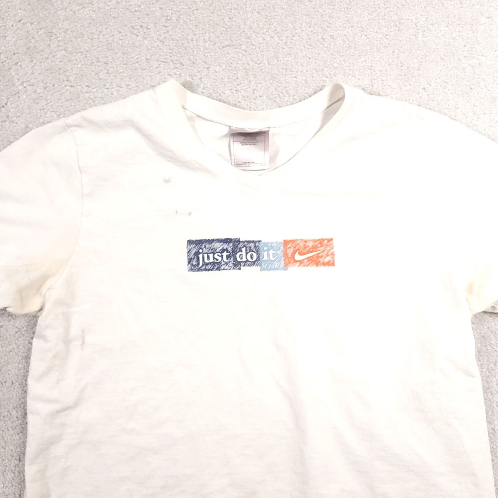 Nike Nike V-Neck Shirt L White USA Made Graphic Spell-Out Vtg 90s Grunge Streetwear Mens Size US L / EU 52-54 / 3 - 3 Thumbnail