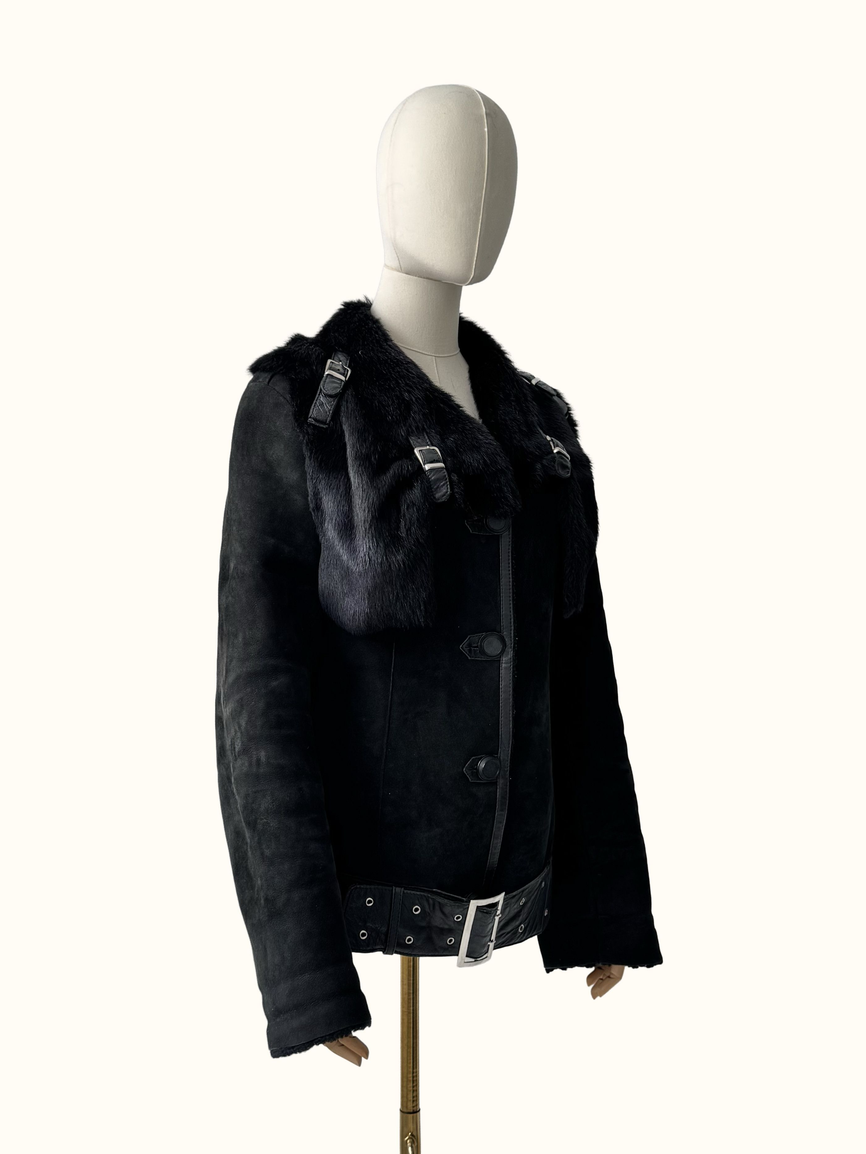 Vintage Vintage Real Sheepskin Cropped Jacket With Straps(B409)E2D15 Size S / US 4 / IT 40 - 2 Thumbnail