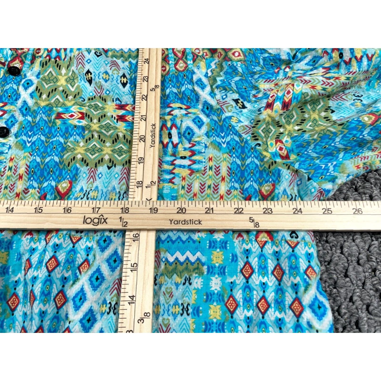Vintage VINTAGE Geometric Shirt Adult 2XL Blue Aztec Southwestern Button-Down Collared Cotton-Viscose Regular Mens 90s Retro Bohemian Size US XXL / EU 58 / 5 - 6 Thumbnail