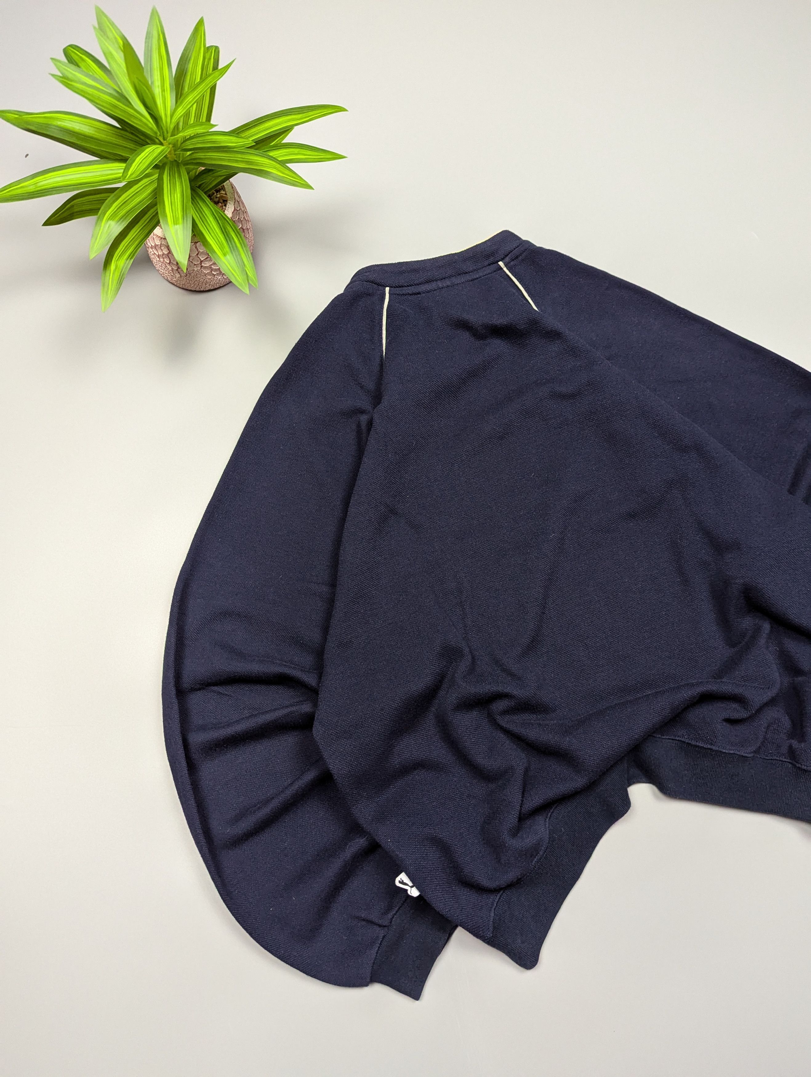 Puma VTG Puma Striped Logo Sweatshirt Navy Cotton Pullover Size US S / EU 44-46 / 1 - 8 Thumbnail