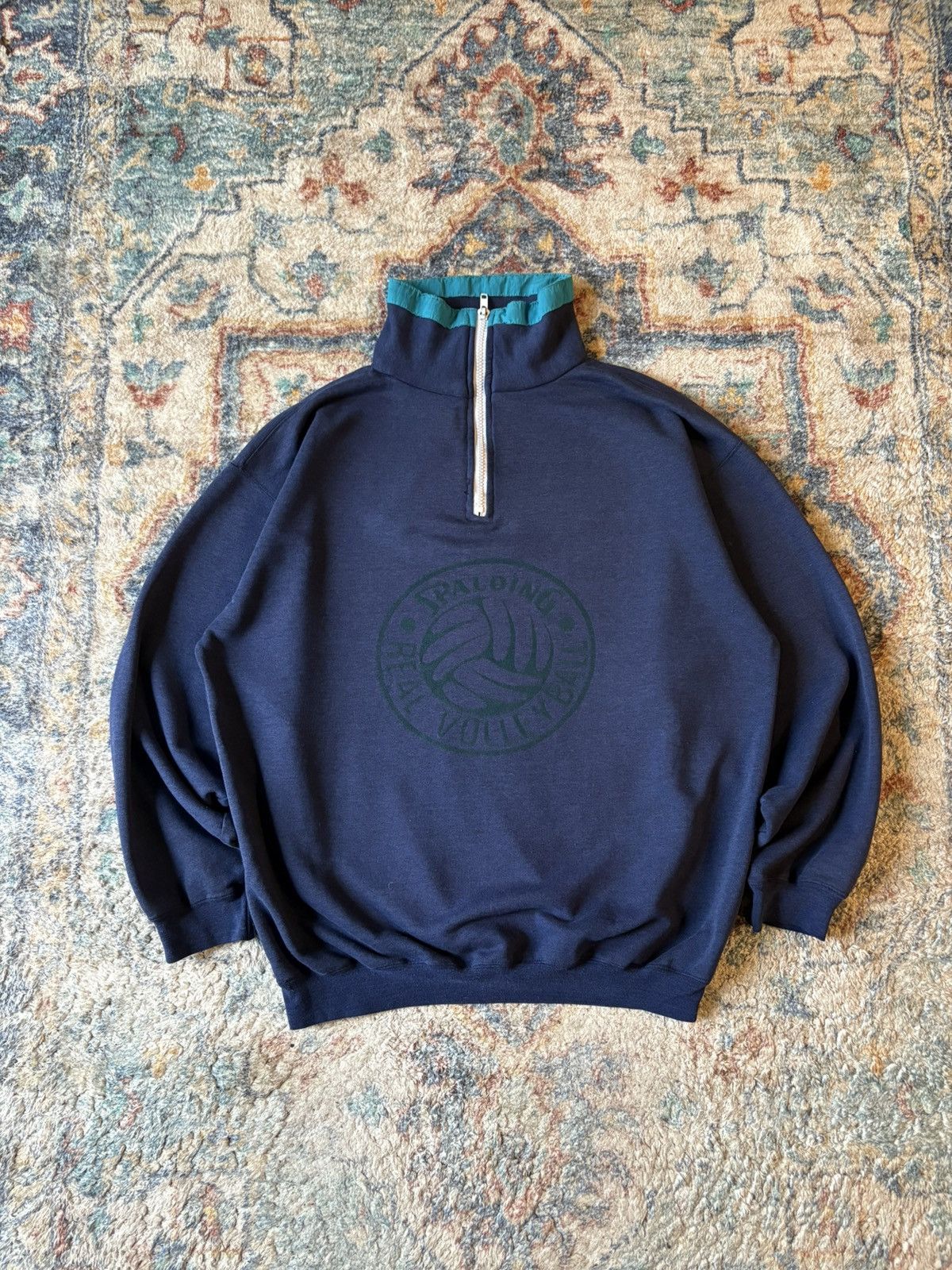 Vintage Vintage Spalding Volleyball 1/4 Zip-up Sweatshirt Medium Size US M / EU 48-50 / 2 - 1 Thumbnail