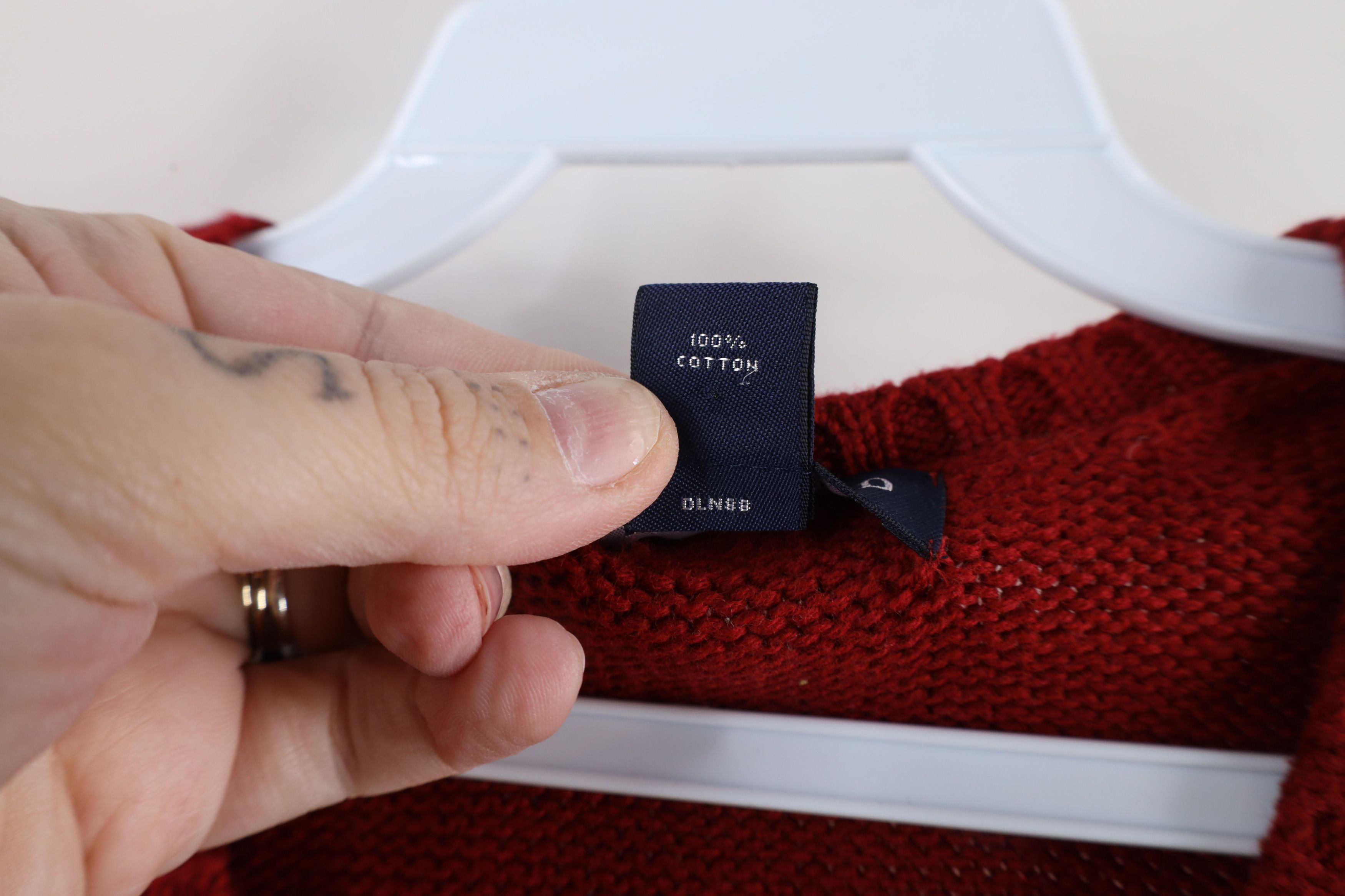 Lands' End × Vintage Vintage 90s Lands End Cotton Knit V-Neck Sweater Vest Red Size US M / EU 48-50 / 2 - 6 Thumbnail