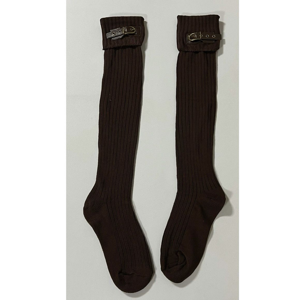 Vintage Muk Luks Brown Knit Knee-High Buckle Winter Boots Socks 🤎✨ Size ONE SIZE - 2 Thumbnail