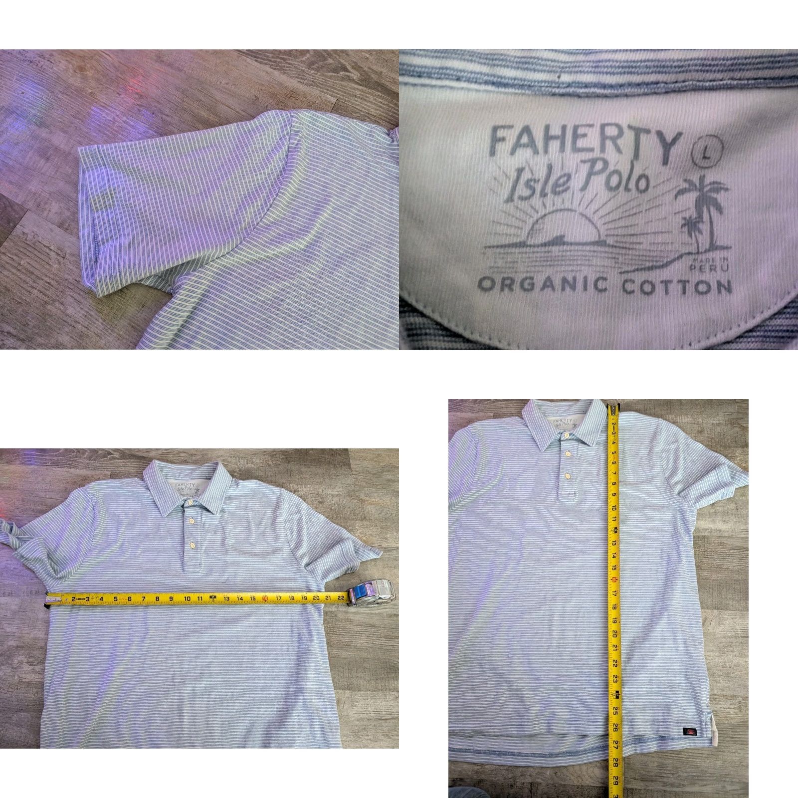 Faherty Faherty Polo Shirt Mens L Blue Striped Short Sleeve Casual Golf Size US L / EU 52-54 / 3 - 8 Thumbnail