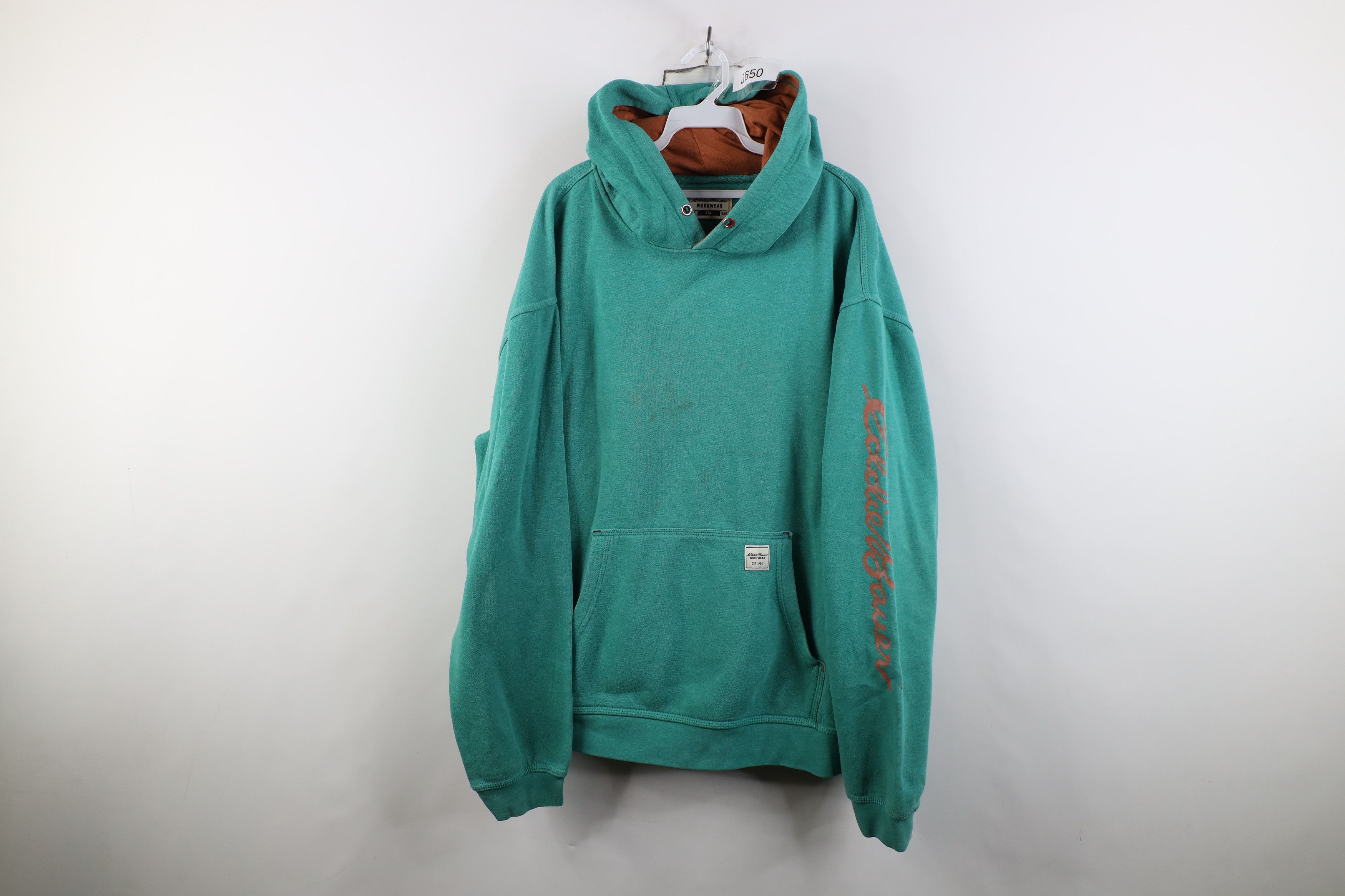 Eddie Bauer Vintage Y2K Eddie Bauer Workwear Spell Out Hoodie Sweatshirt Size US XXL / EU 58 / 5 - 1 Thumbnail