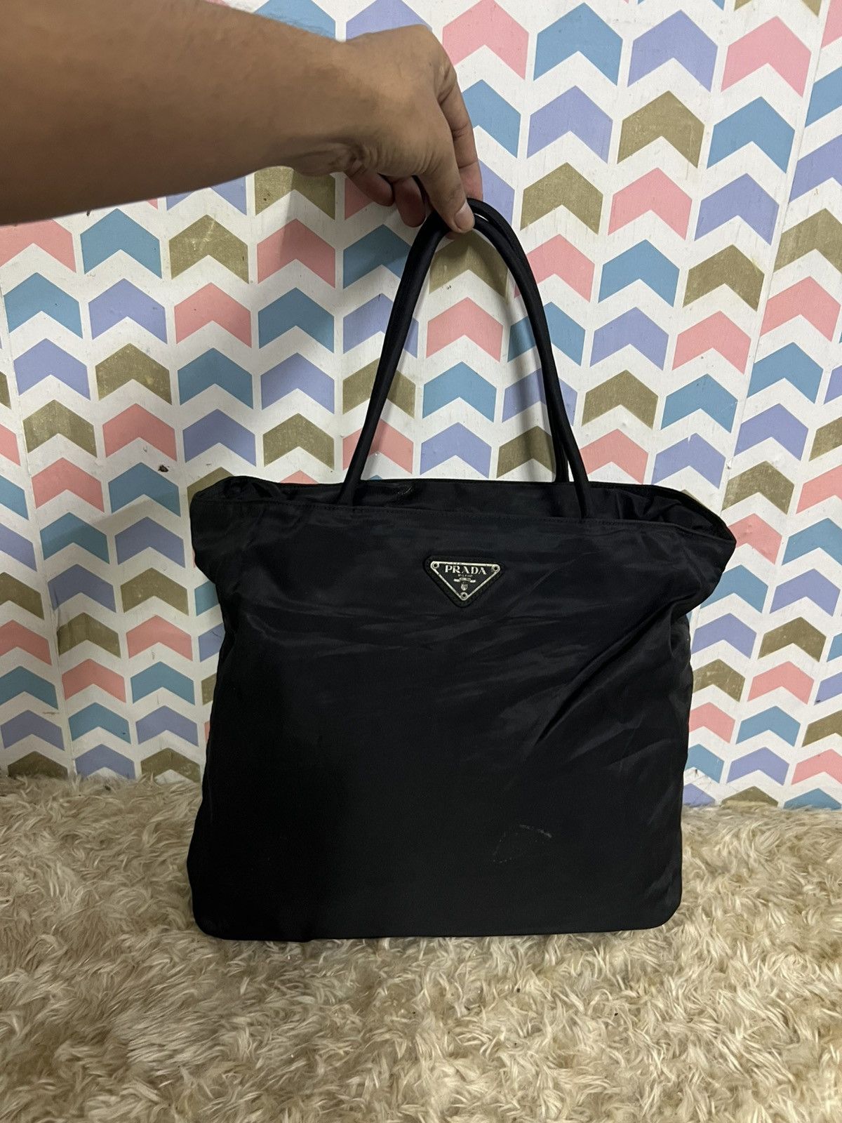 Vintage Prada Tessuto Black Tote Bag